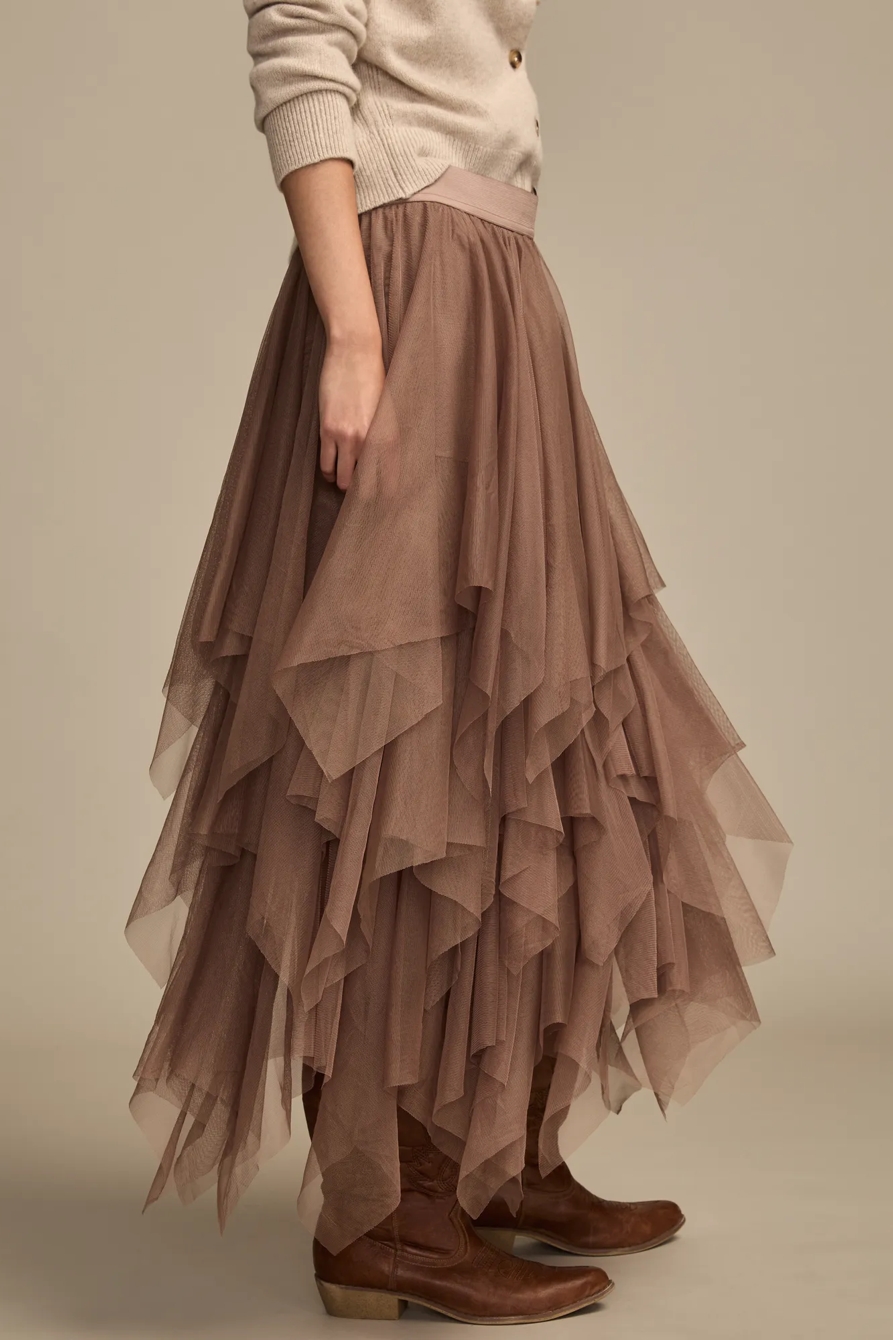 RUFFLE TIERED MESH SKIRT - Lucky Brand Outlet