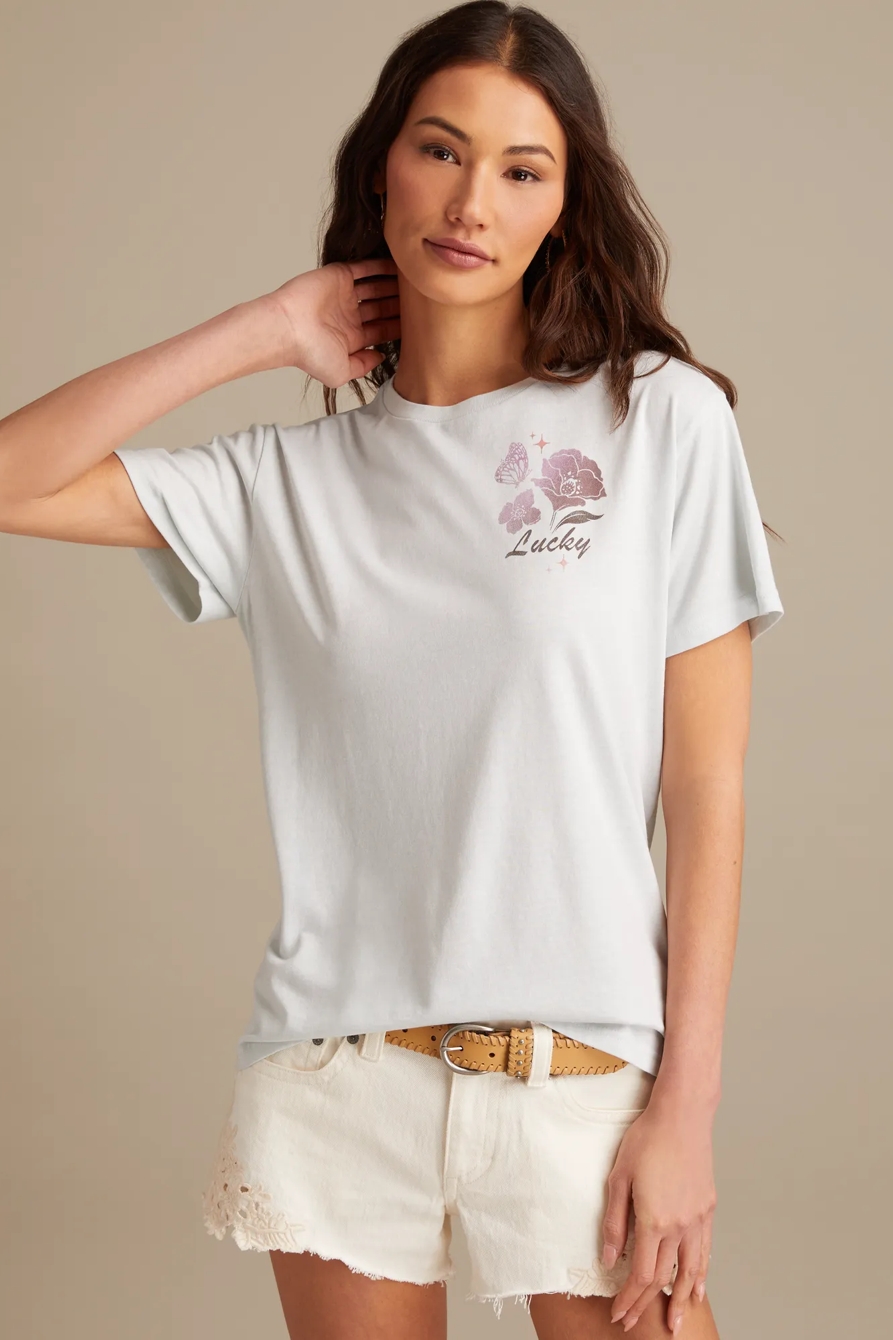 LUCKY FLORAL BOYFRIEND TEE - Lucky Brand Outlet