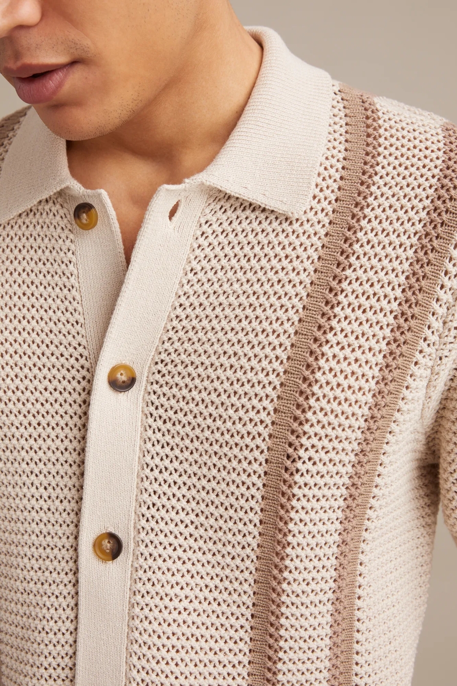 BORDER STRIPE BUTTON DOWN SWEATER - Lucky Brand Outlet