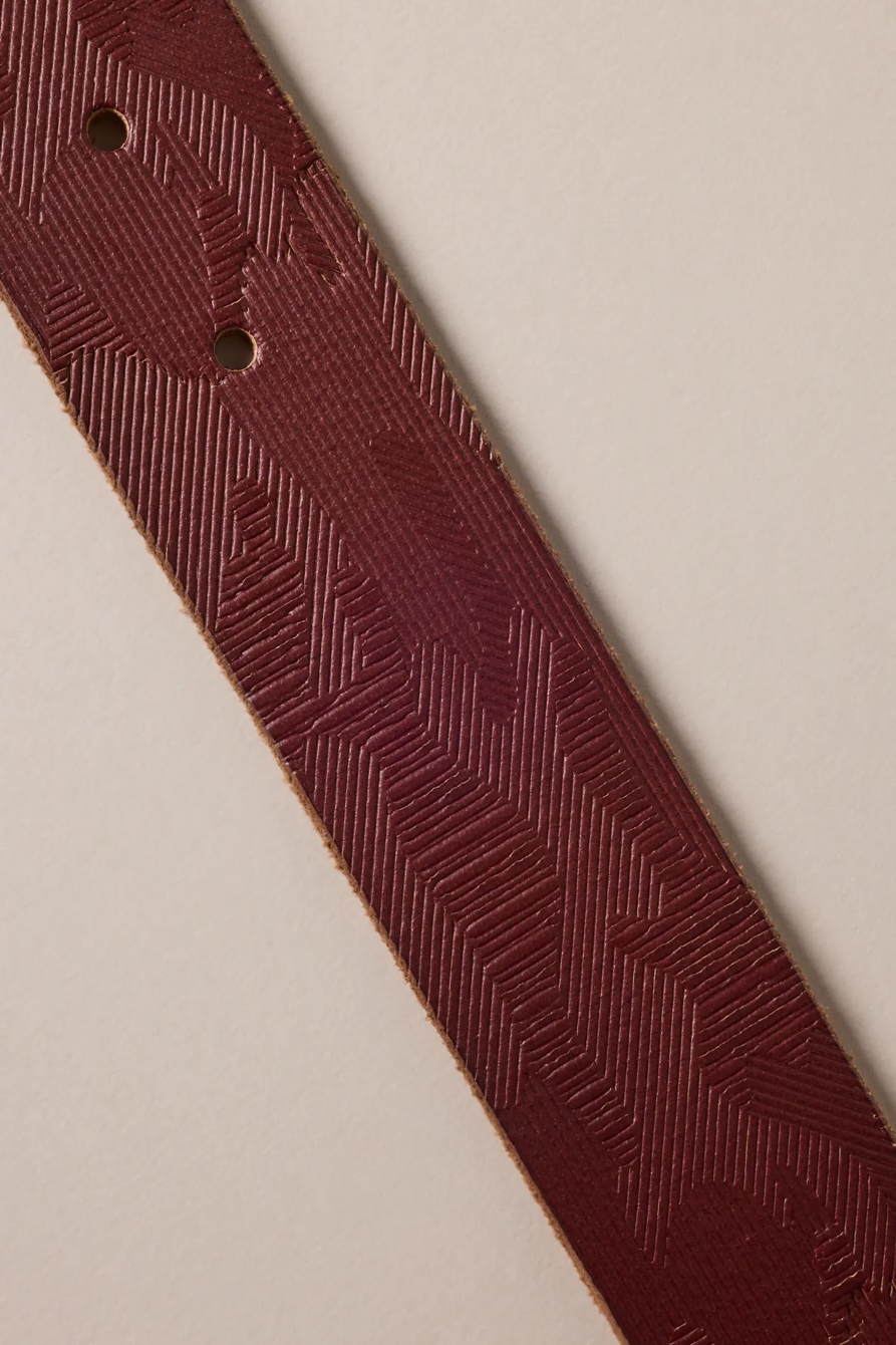 DEBOSSED CAMO PATTERN LEATHER BELT - Lucky Brand Outlet