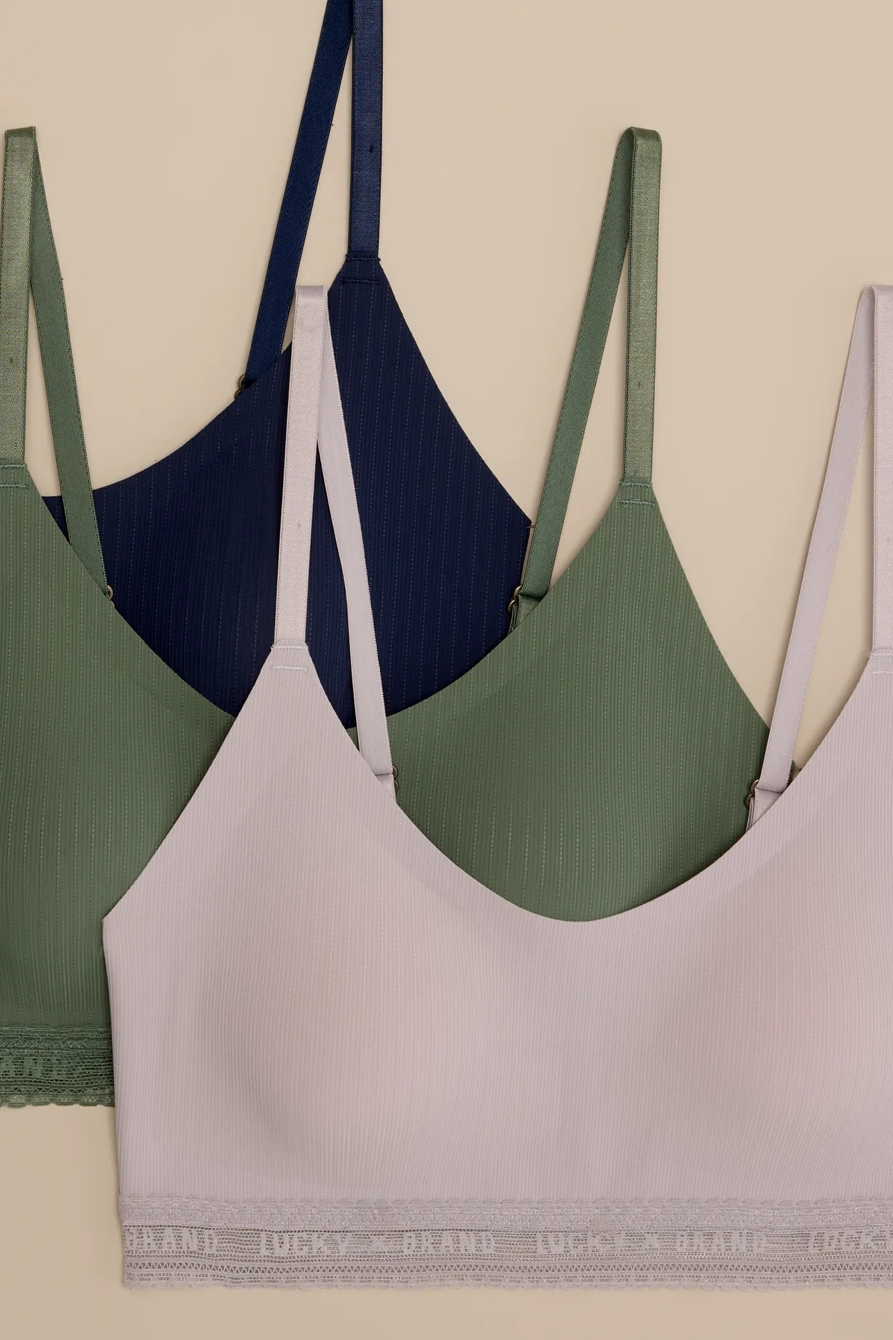 3 PACK POINTELLE MICRO LOUNGE BRA - Lucky Brand Outlet