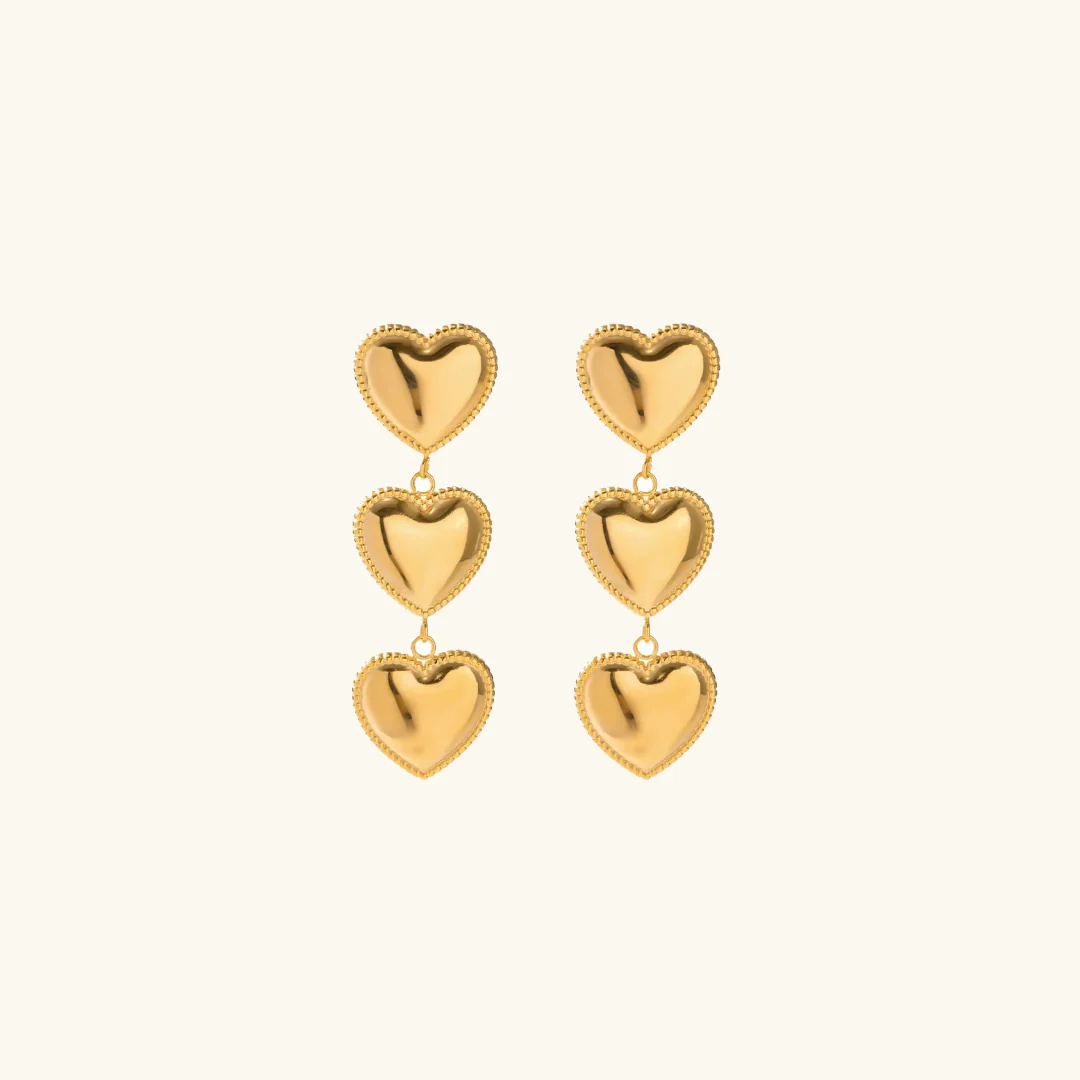 Luna Love - Triple Heart Gold Earrings