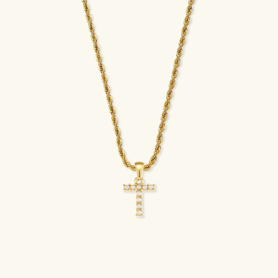 Aurora Pearl Initial Necklace