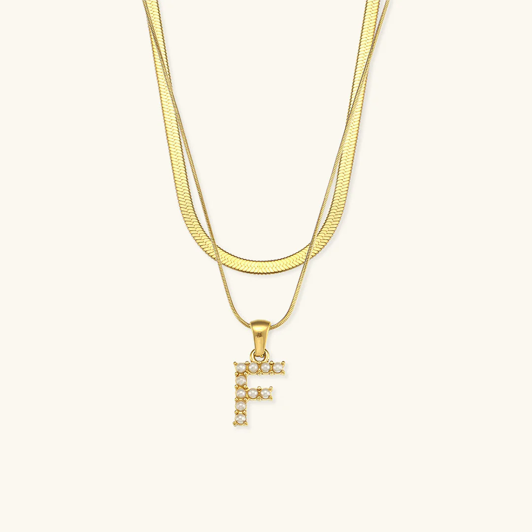 Opal Charm - LayeRed Gold Initial Necklace