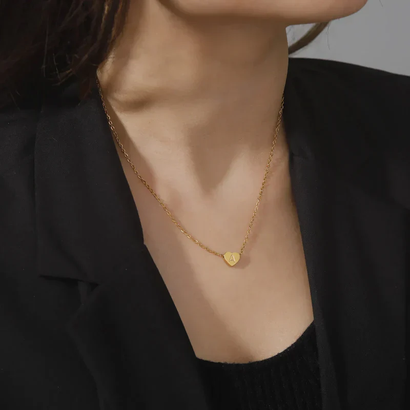 Golden Heartbeat - Initial Necklace