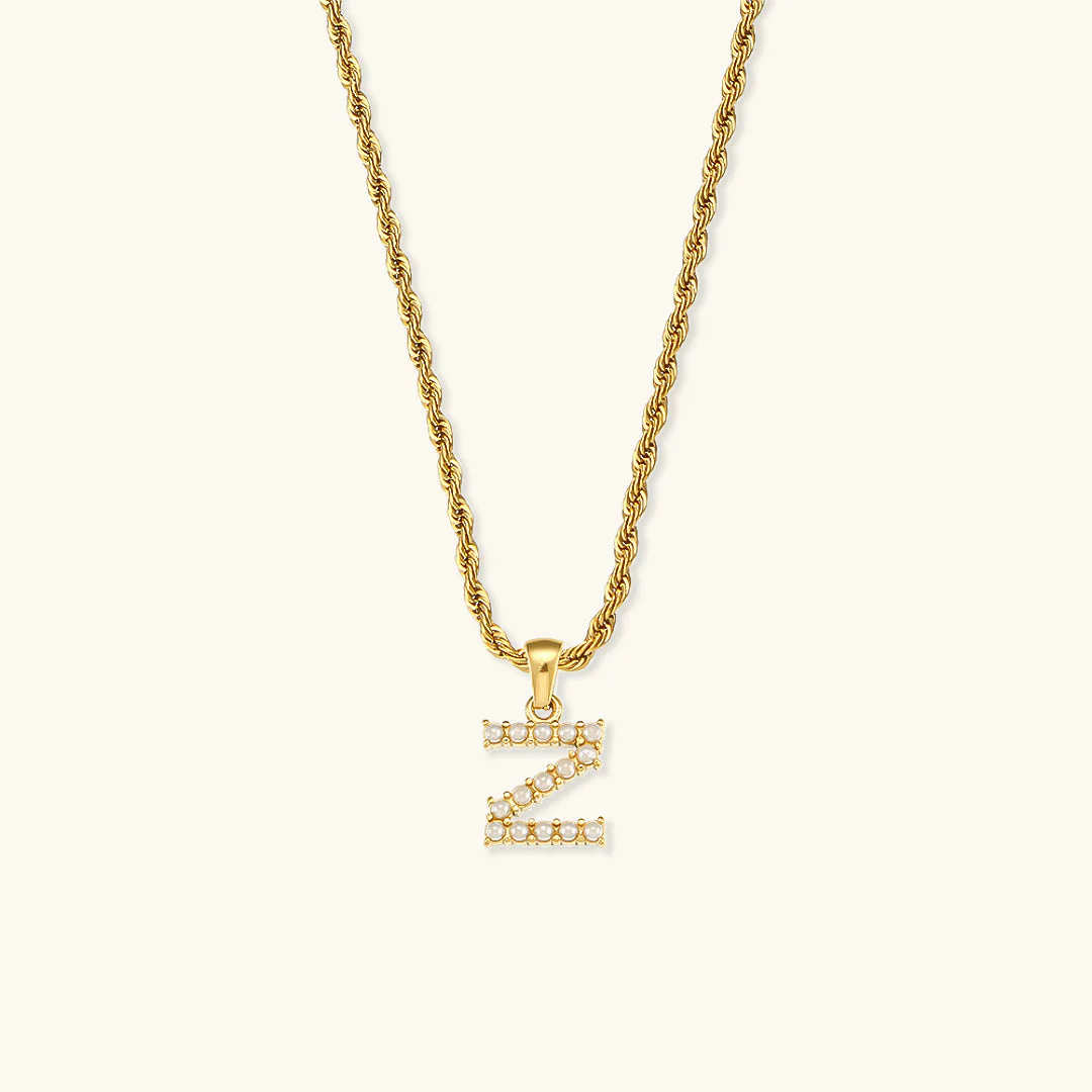 Aurora Pearl Initial Necklace