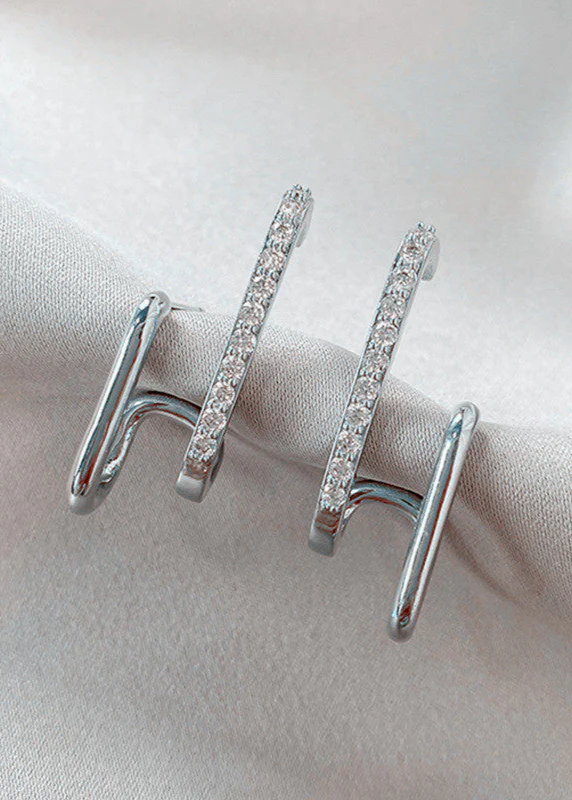 Vestra - Dual Band Zircon Earrings