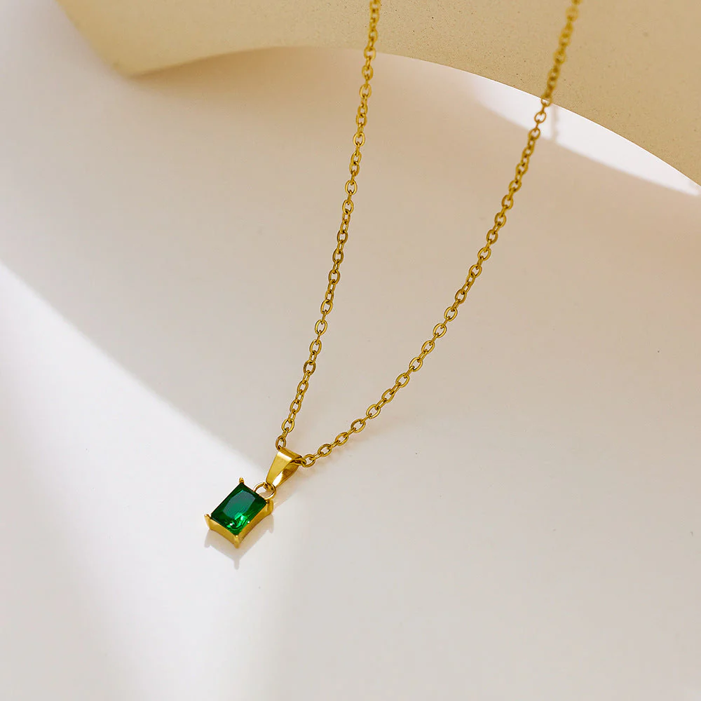 Emerald Charm - Green Gemstone Necklace