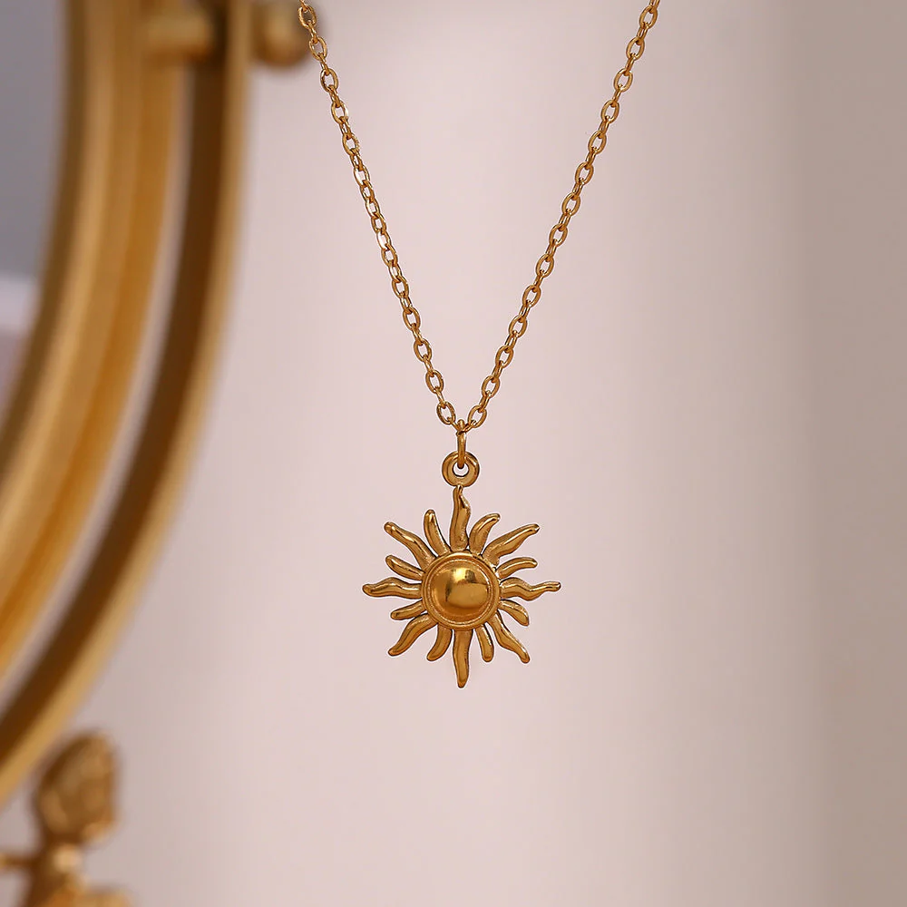 Solar Radiance - Gold Sun Pendant Necklace