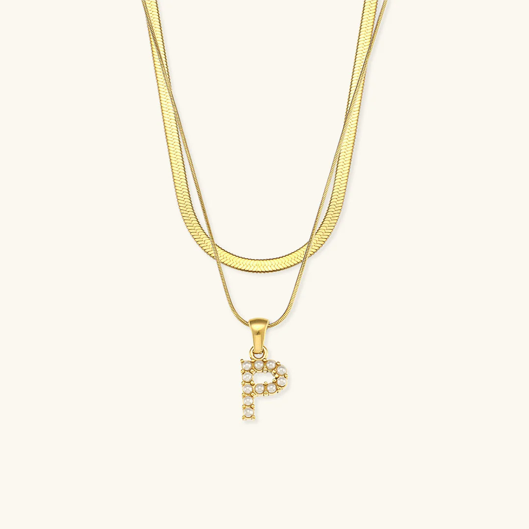 Opal Charm - LayeRed Gold Initial Necklace