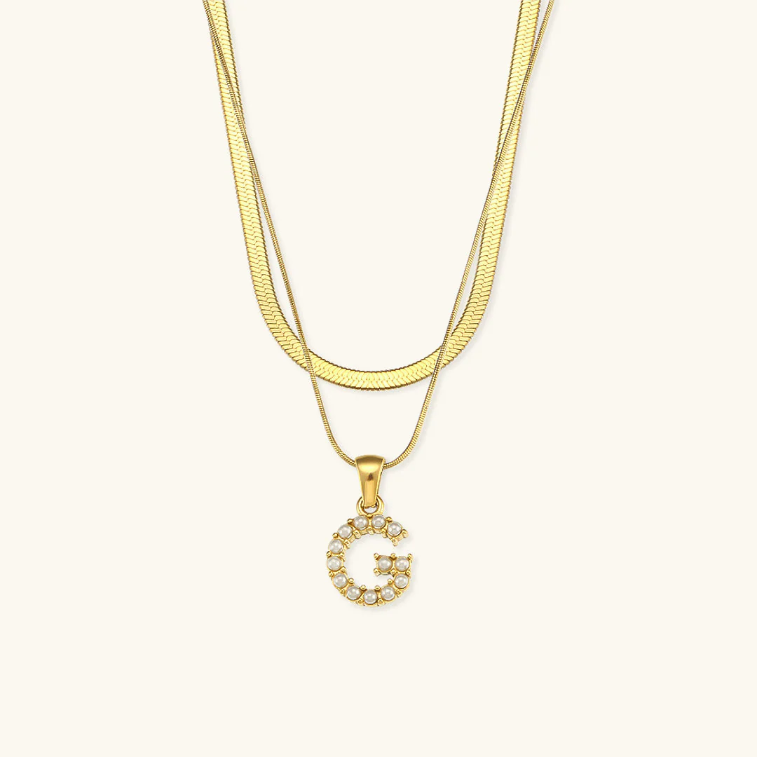 Opal Charm - LayeRed Gold Initial Necklace