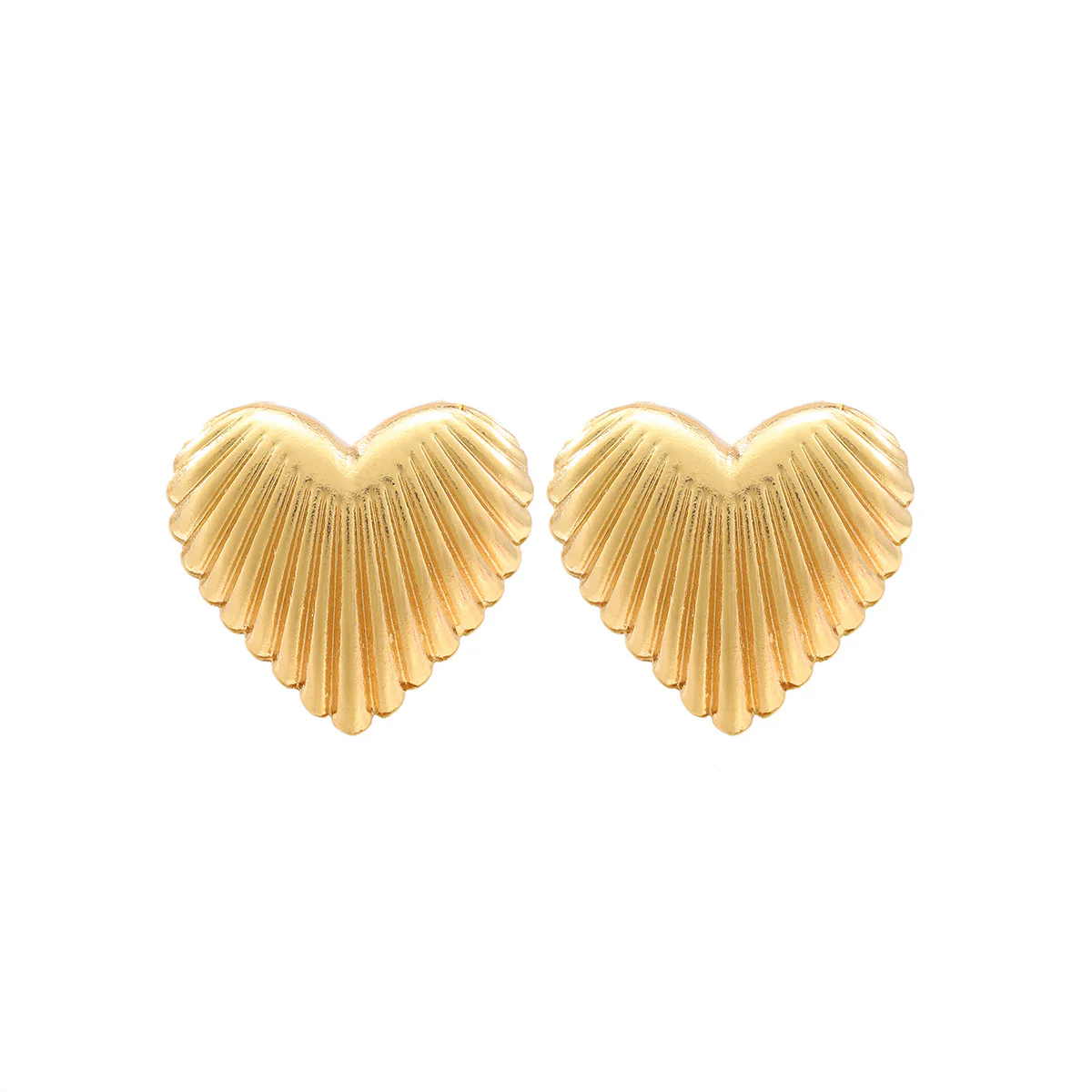 Aurelia - Ribbed Heart Statement Earrings