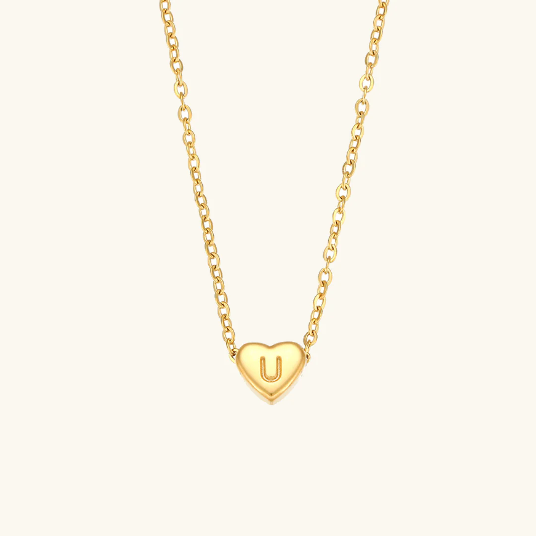 Golden Heartbeat - Initial Necklace