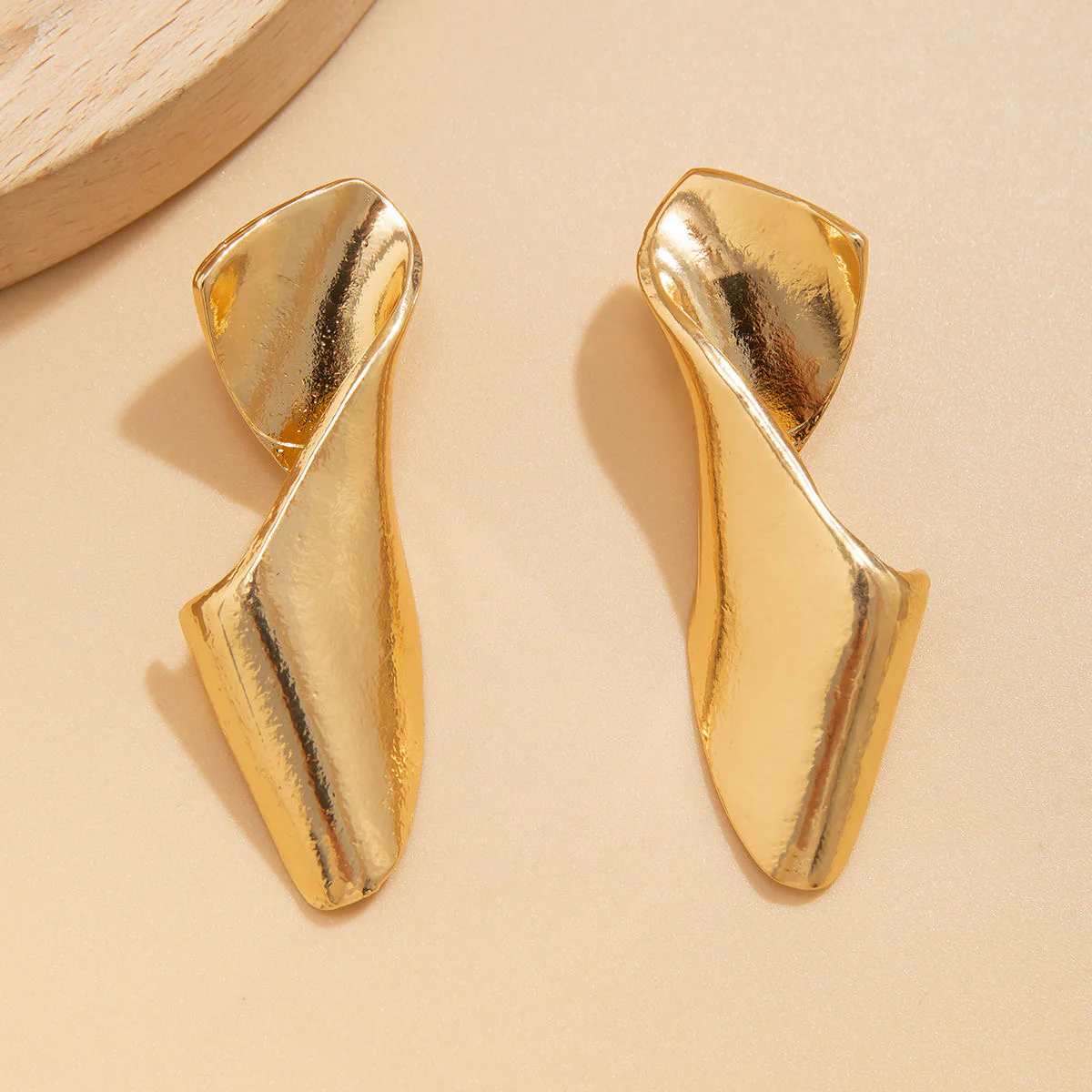 Sculpted Waves - Statement Metal Drop Earrings