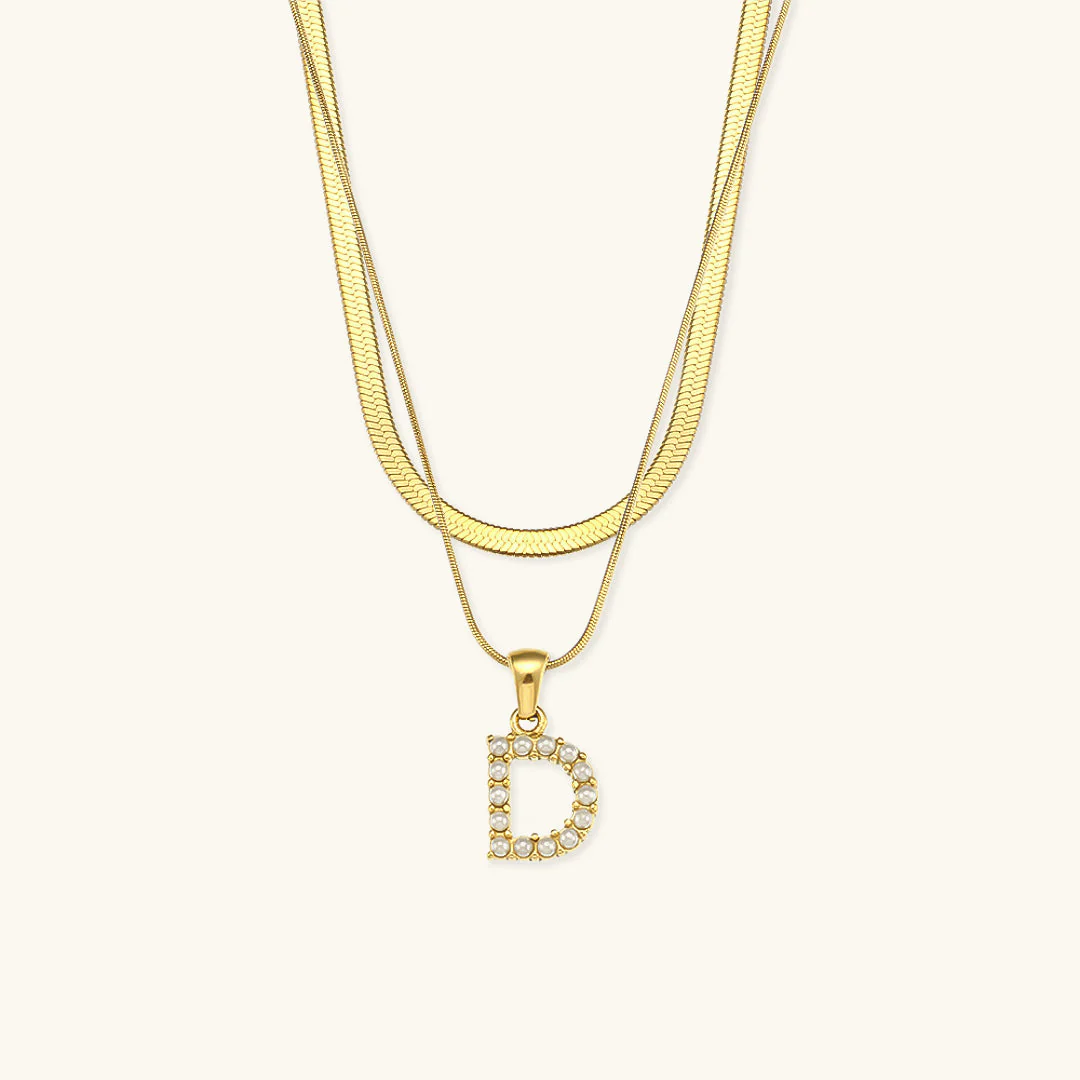 Opal Charm - LayeRed Gold Initial Necklace