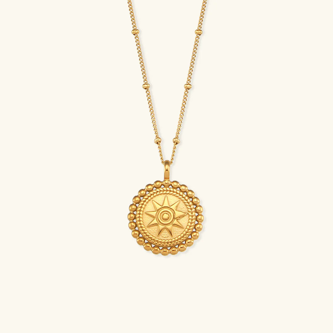 Celestial Glow - Gold Medallion Necklace