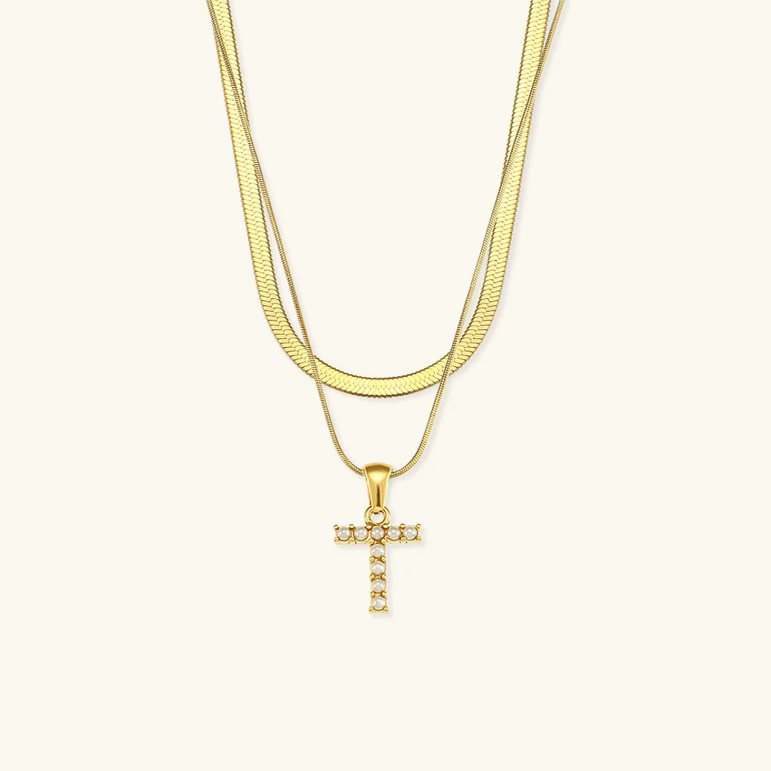 Opal Charm - LayeRed Gold Initial Necklace