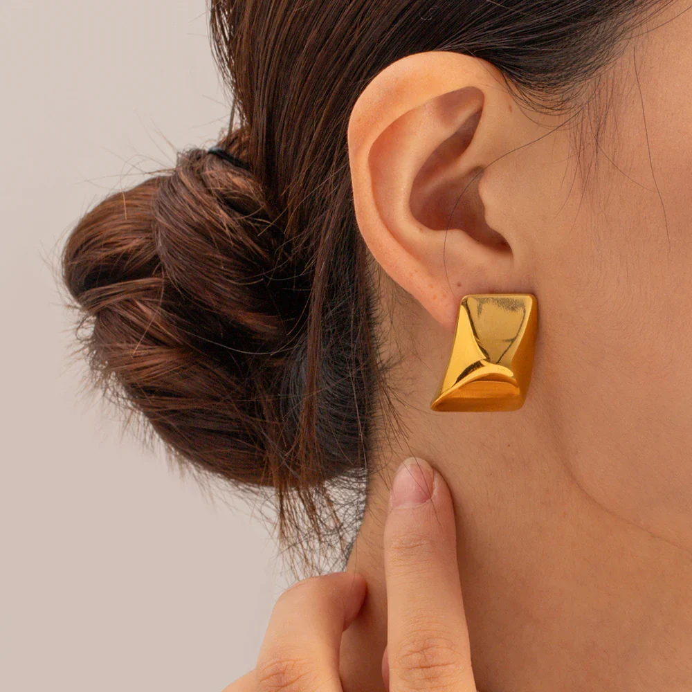 Bold Wave - Sculpted Gold Earrings