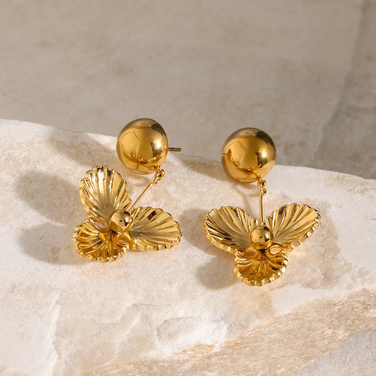 Golden Pansy Drop Earrings