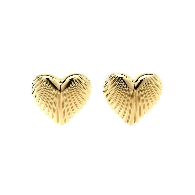 Aurelia - Ribbed Heart Statement Earrings