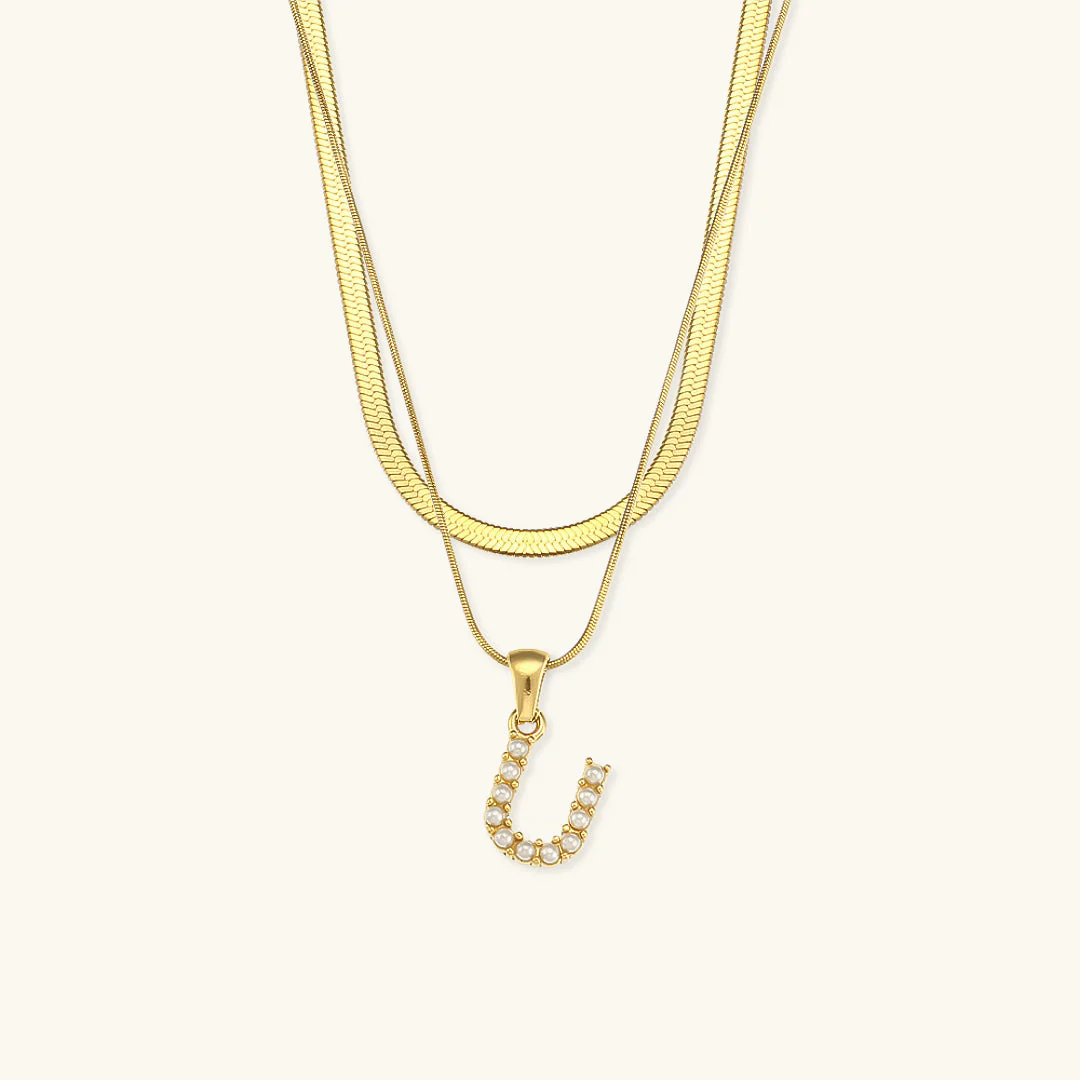 Opal Charm - LayeRed Gold Initial Necklace