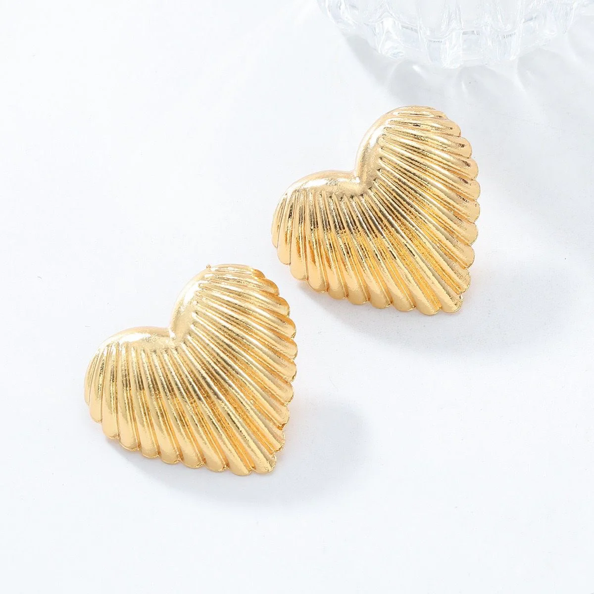 Aurelia - Ribbed Heart Statement Earrings