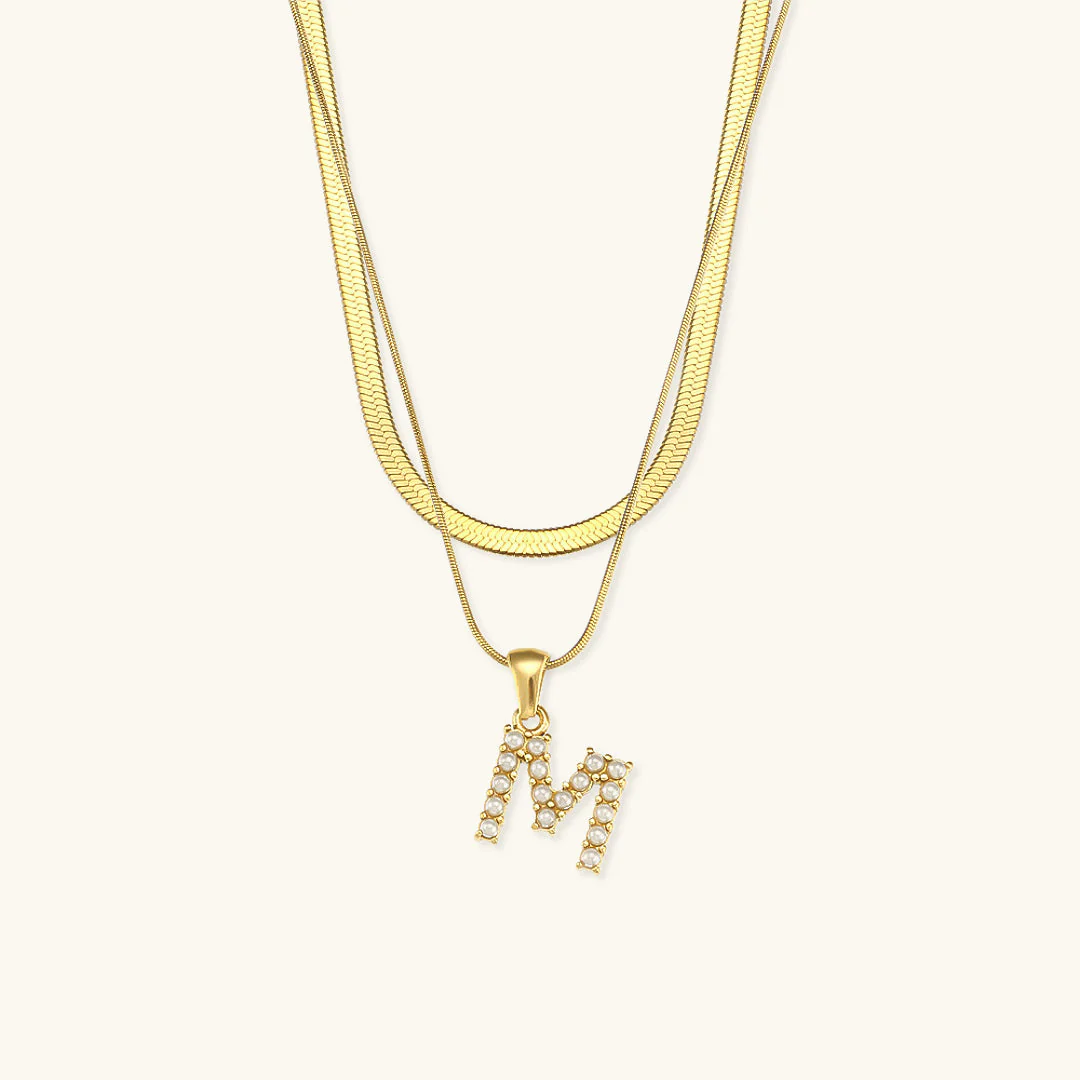 Opal Charm - LayeRed Gold Initial Necklace