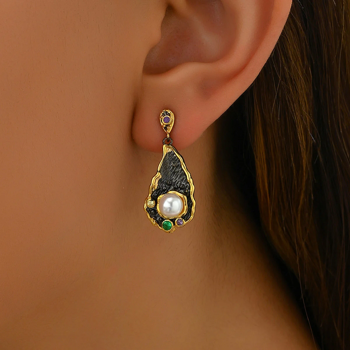 Eclipse Pearl Drop Earrings