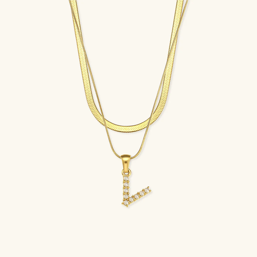 Opal Charm - LayeRed Gold Initial Necklace