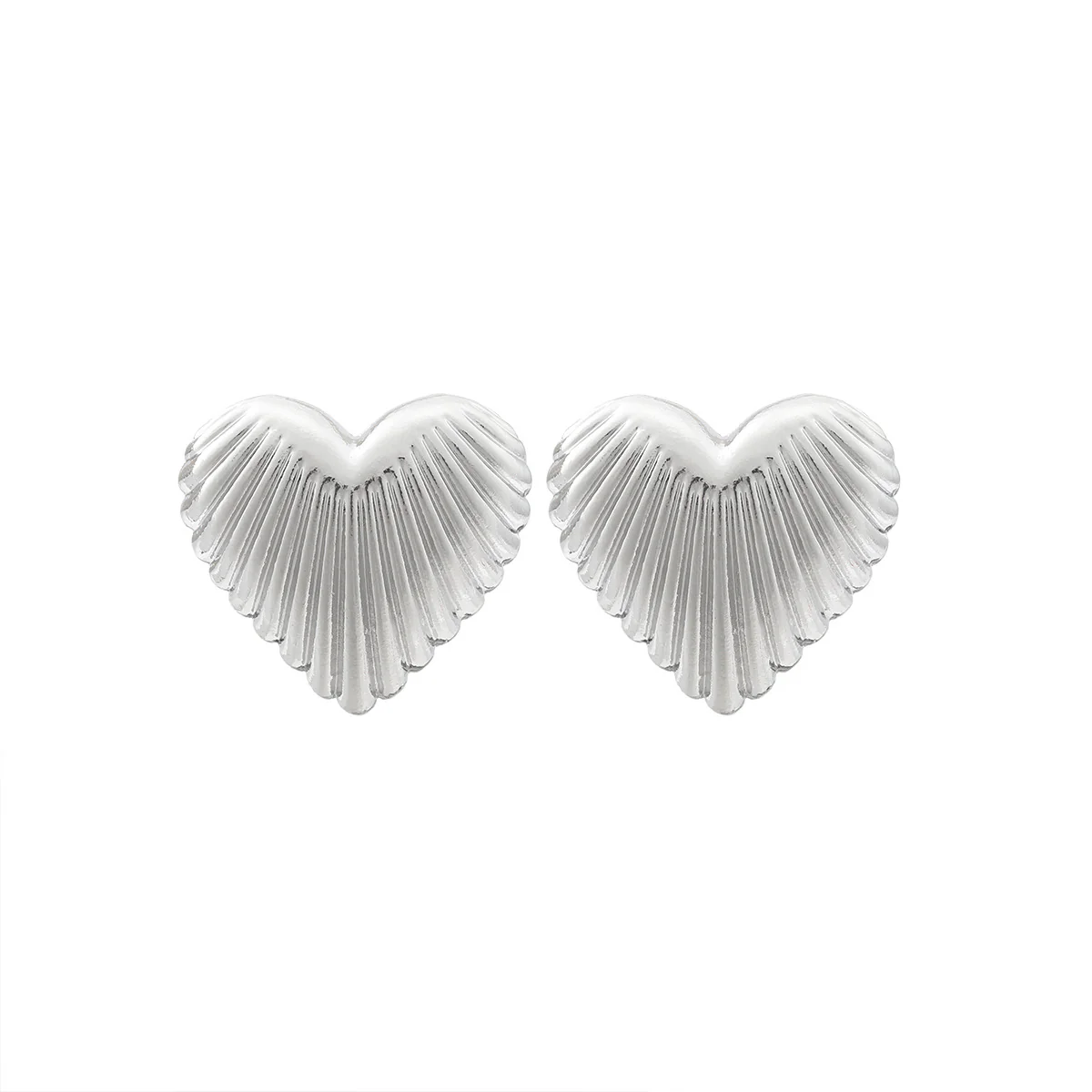 Aurelia - Ribbed Heart Statement Earrings