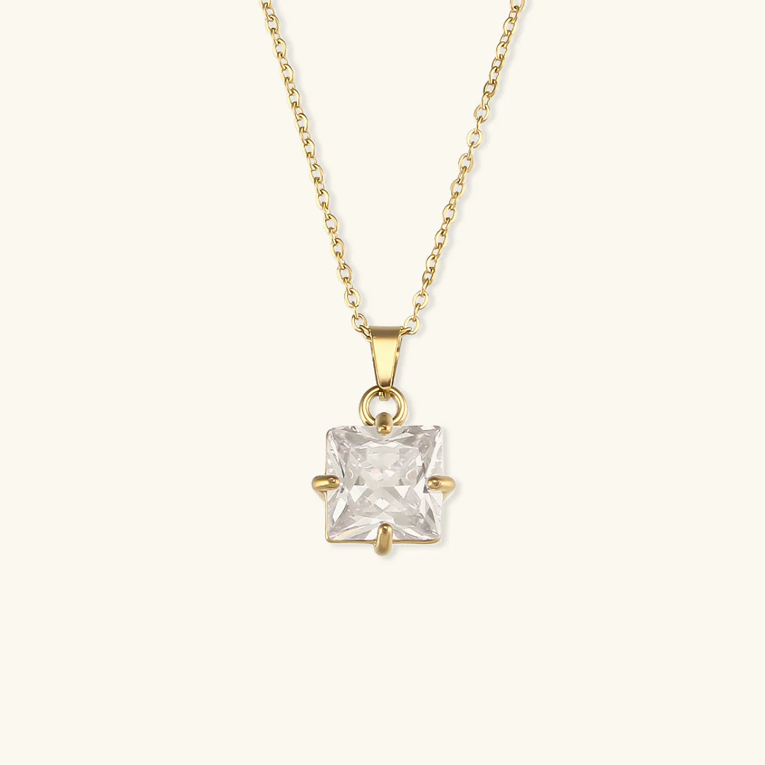 Celeste Gold Princess Cut Necklace