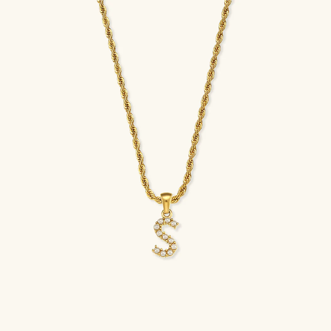 Aurora Pearl Initial Necklace
