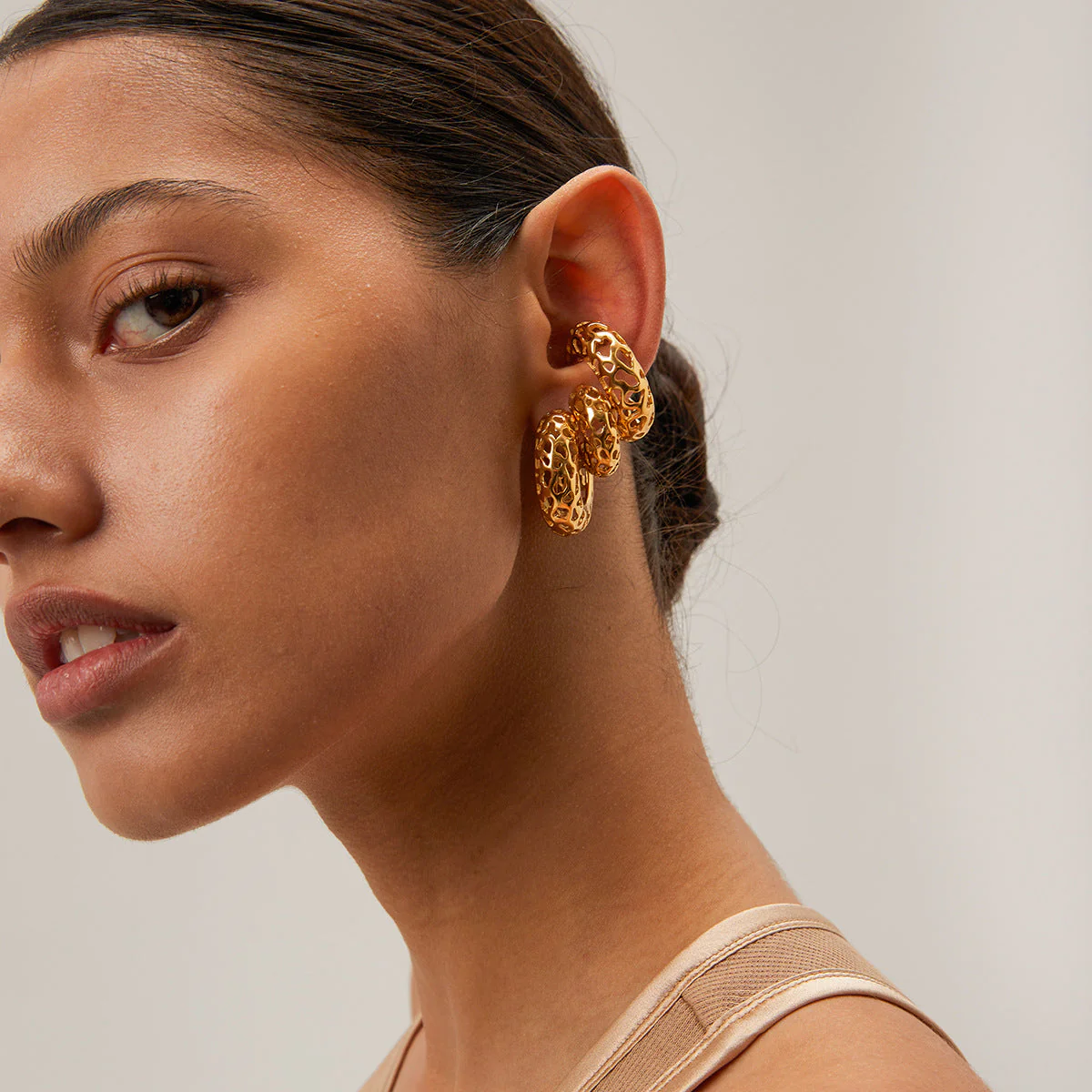 Luna Lace - Gold Hoop Earrings