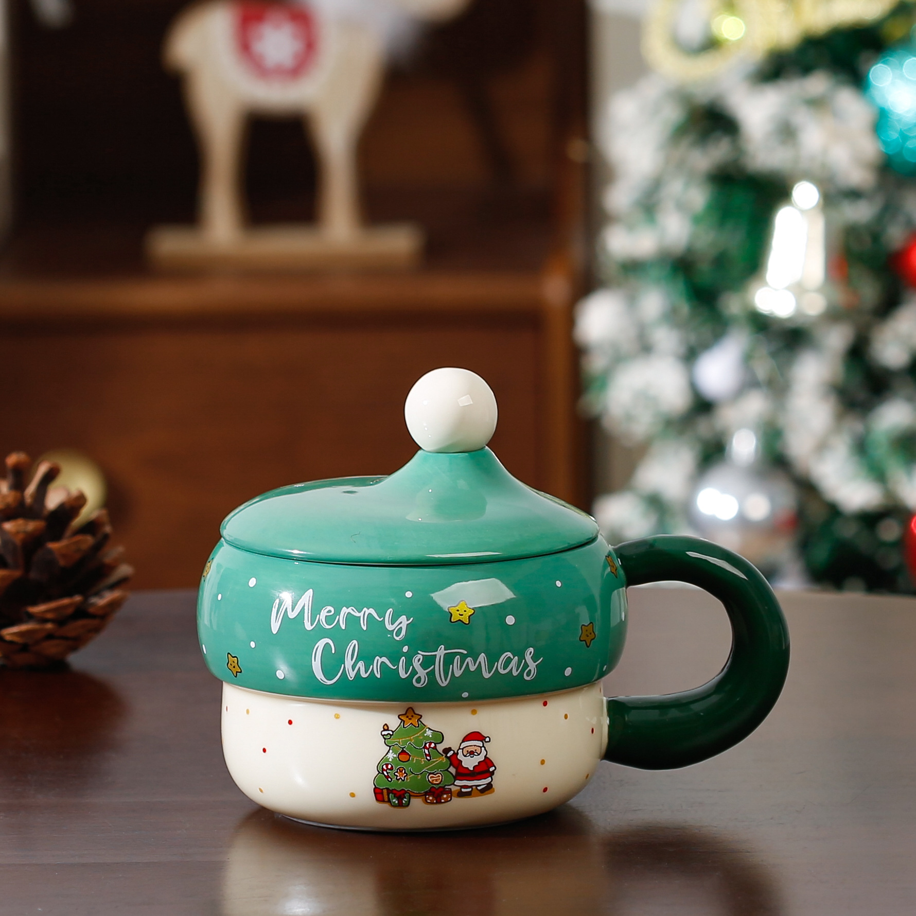 Christmas Ceramic Mug with Lid