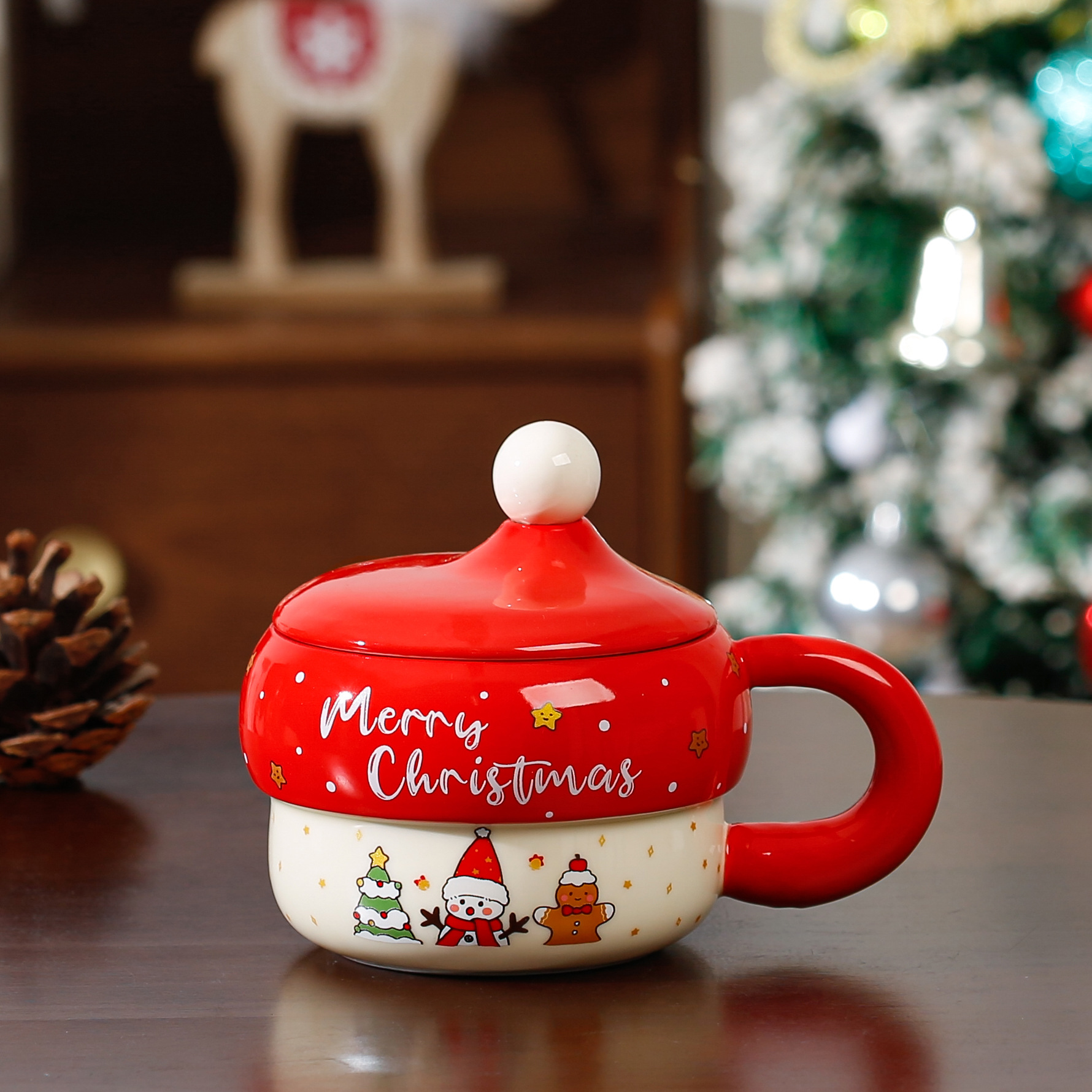 Christmas Ceramic Mug with Lid