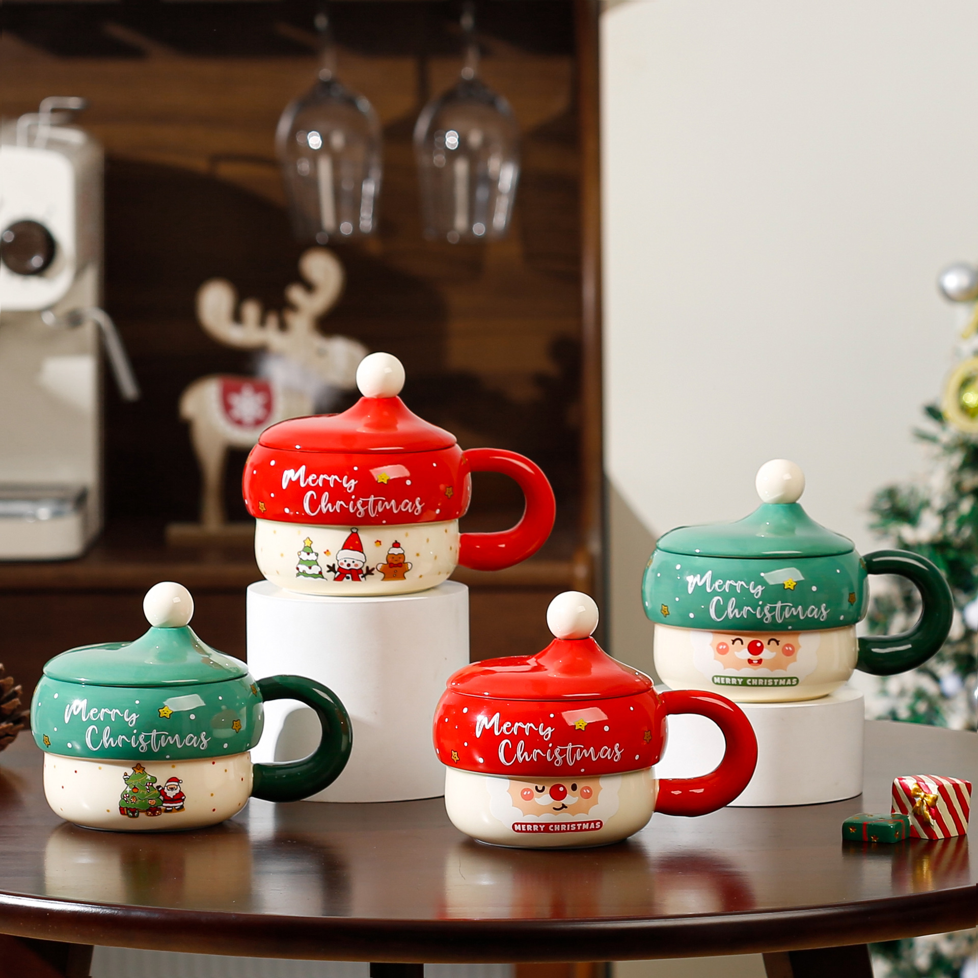 Christmas Ceramic Mug with Lid
