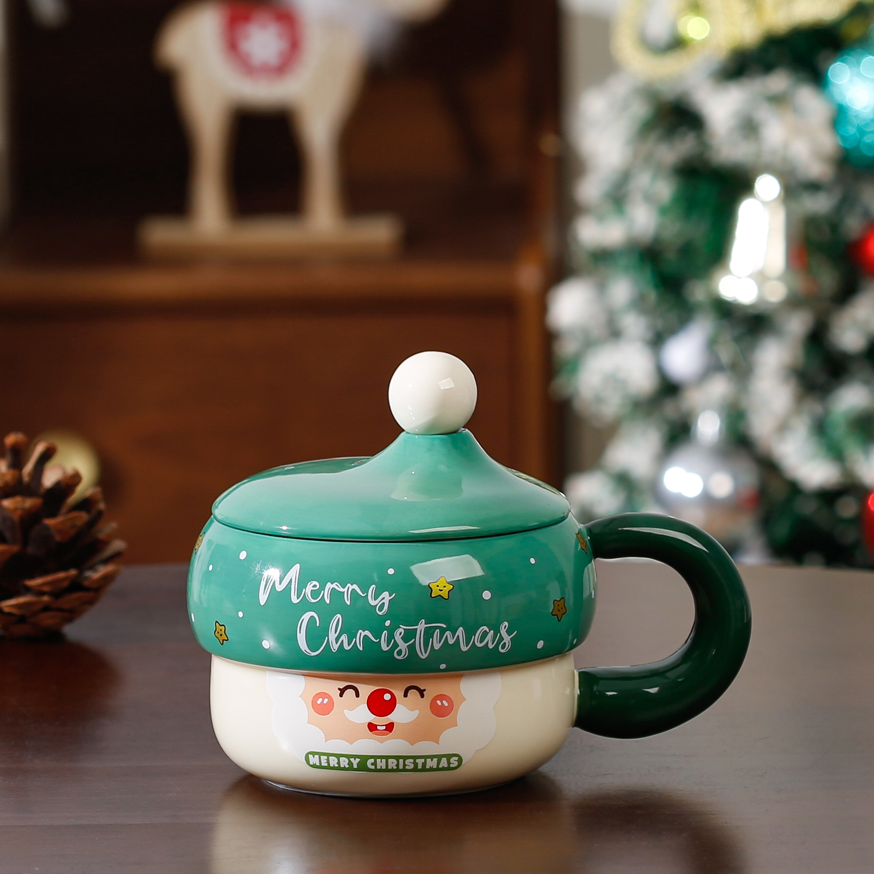 Christmas Ceramic Mug with Lid