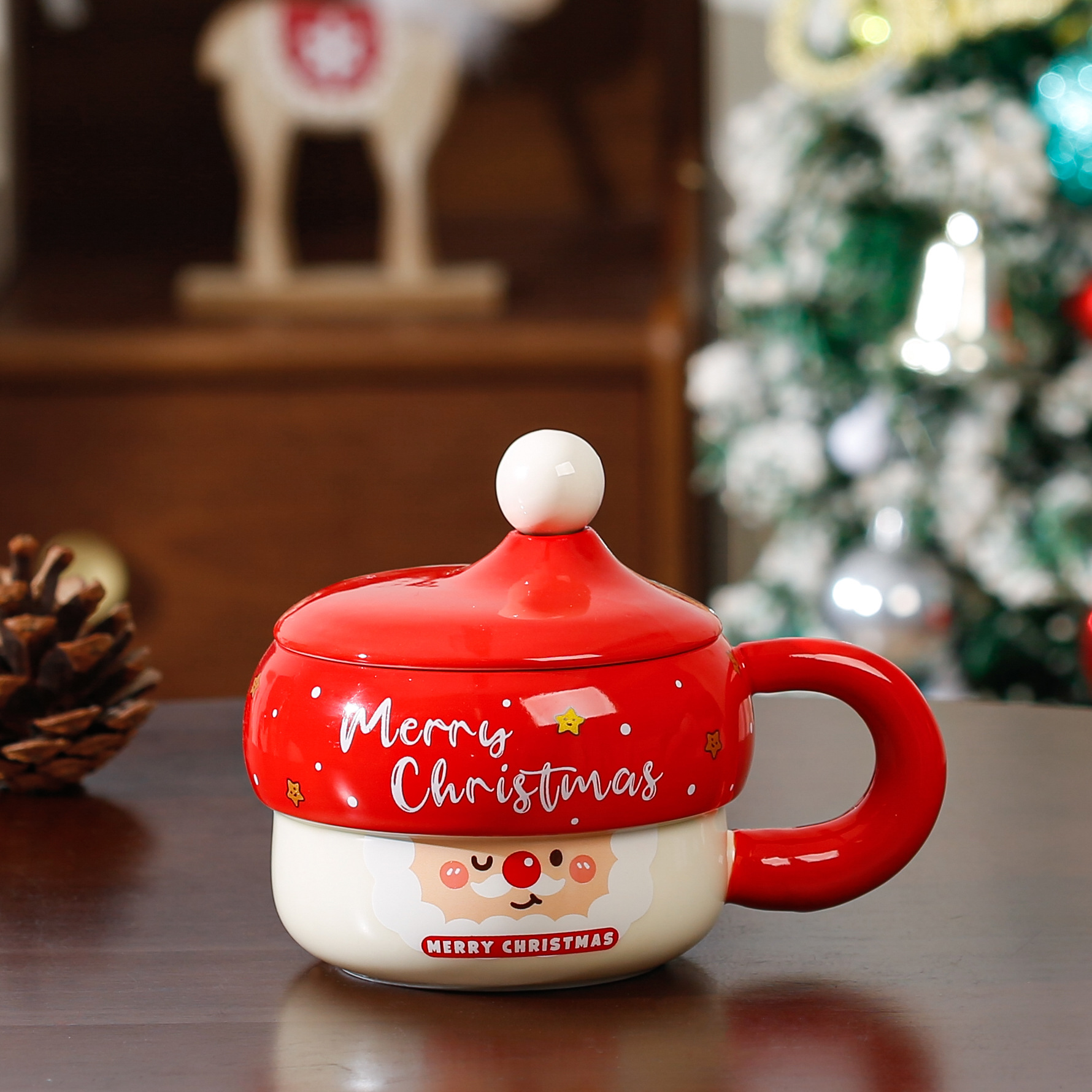 Christmas Ceramic Mug with Lid