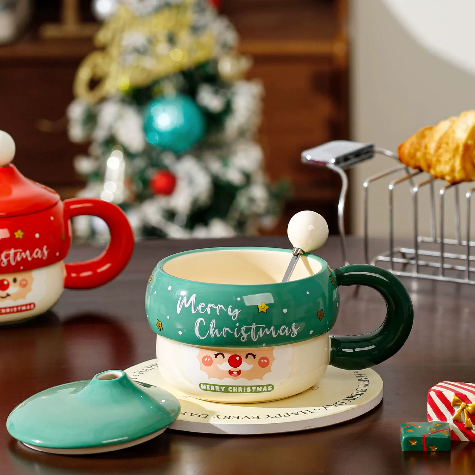 Christmas Ceramic Mug with Lid