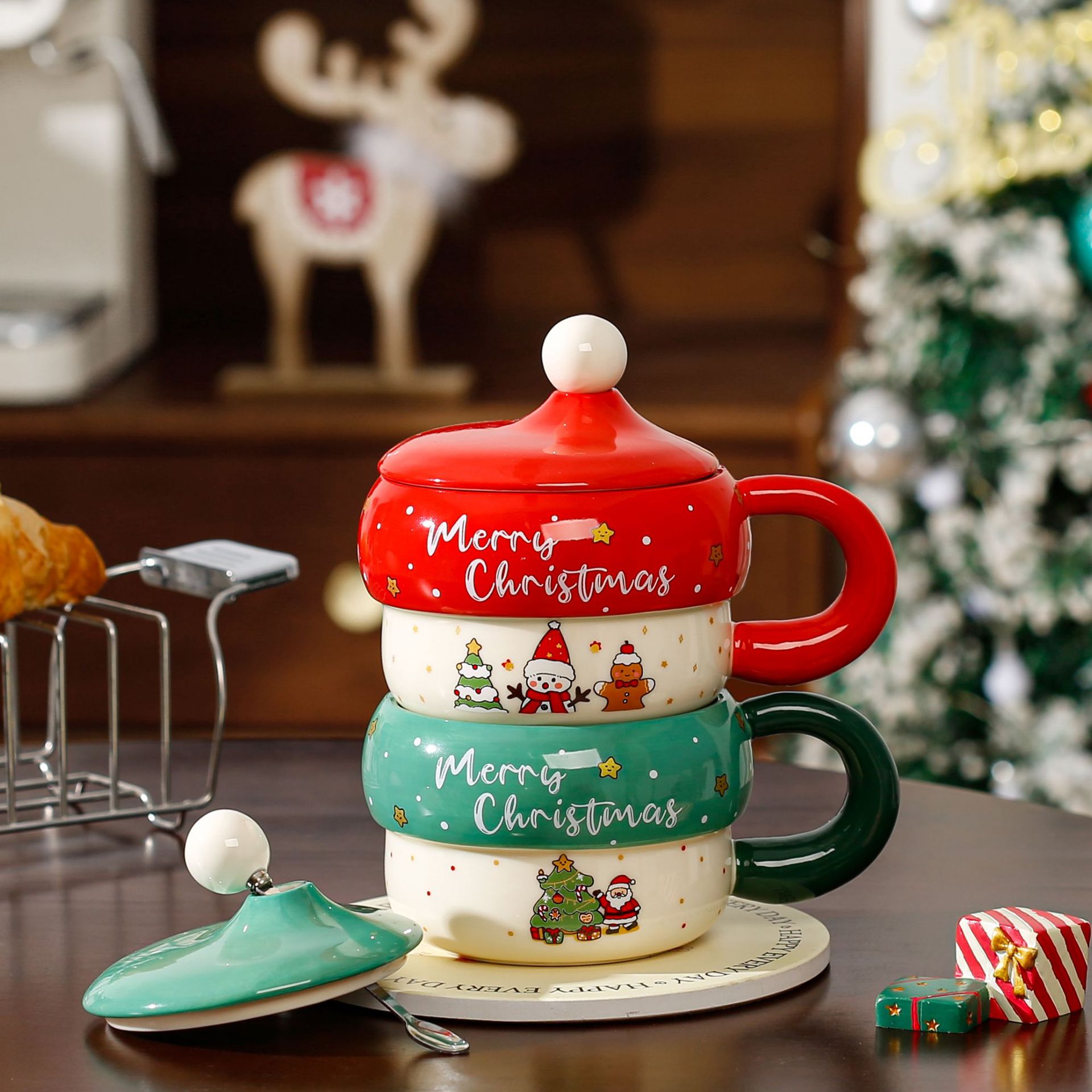 Christmas Ceramic Mug with Lid