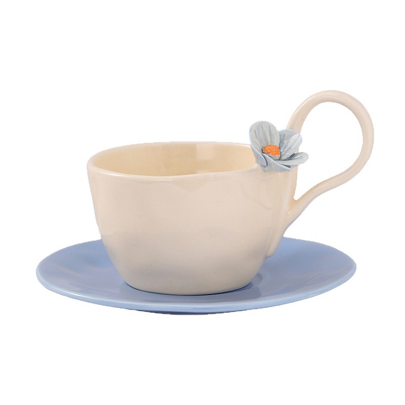 Flower Ceramic Cup and Saucer