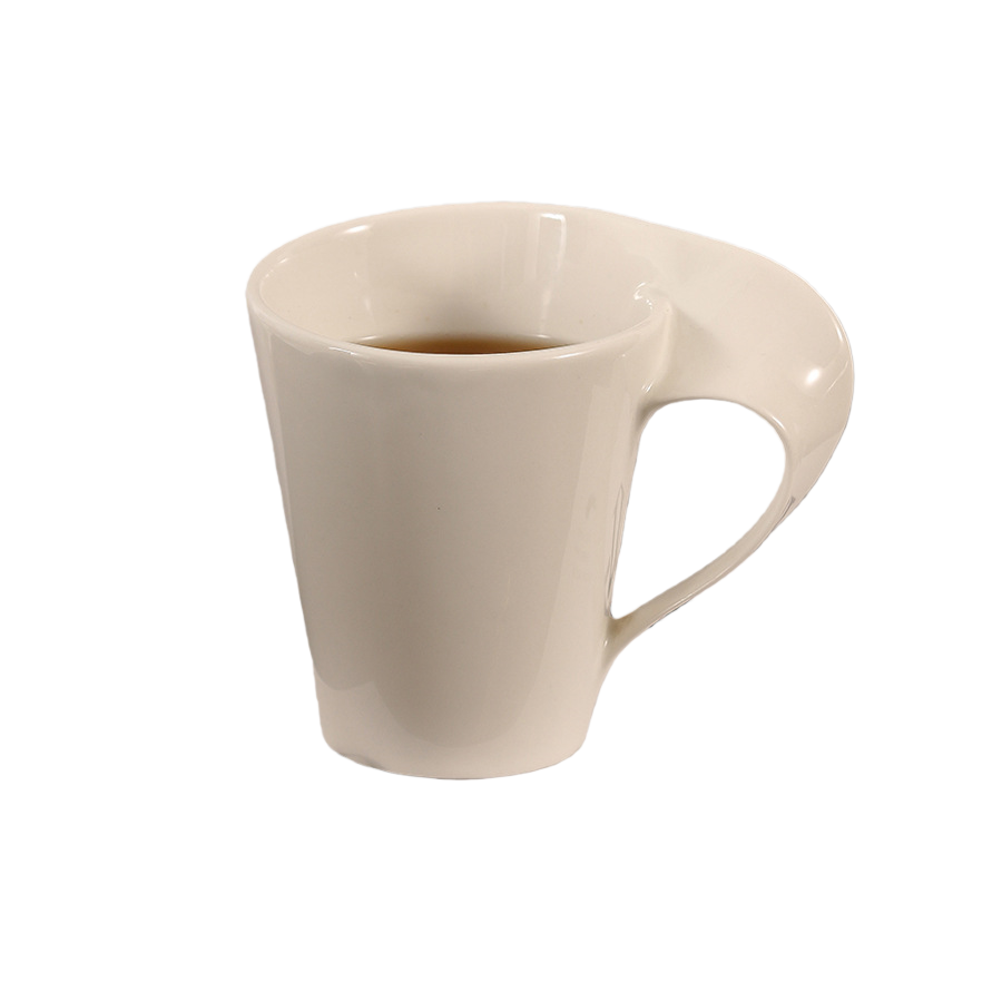 Curved-Handle Ceramic Mug