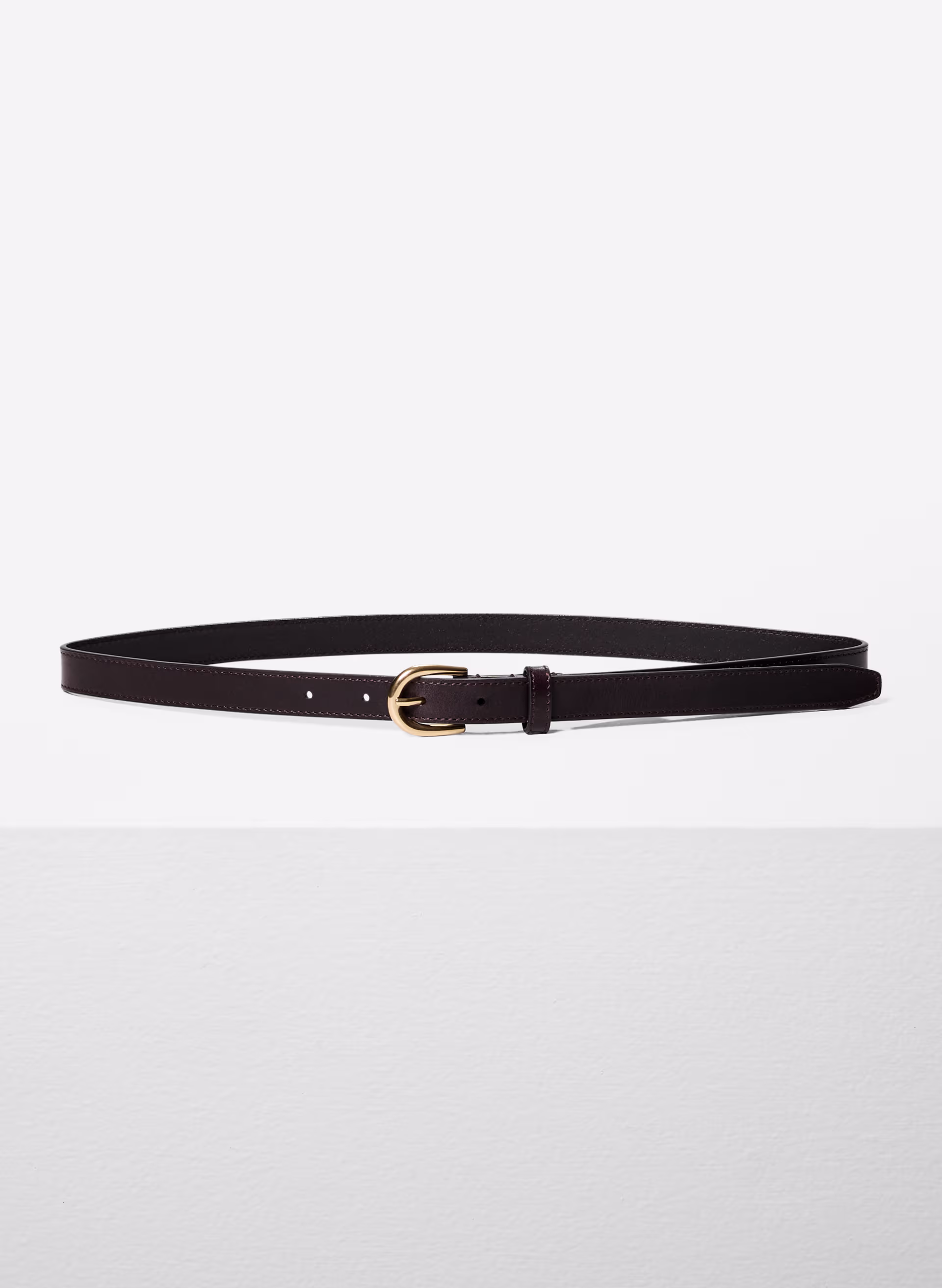 Accent Solid Brass Leather Slim Belt