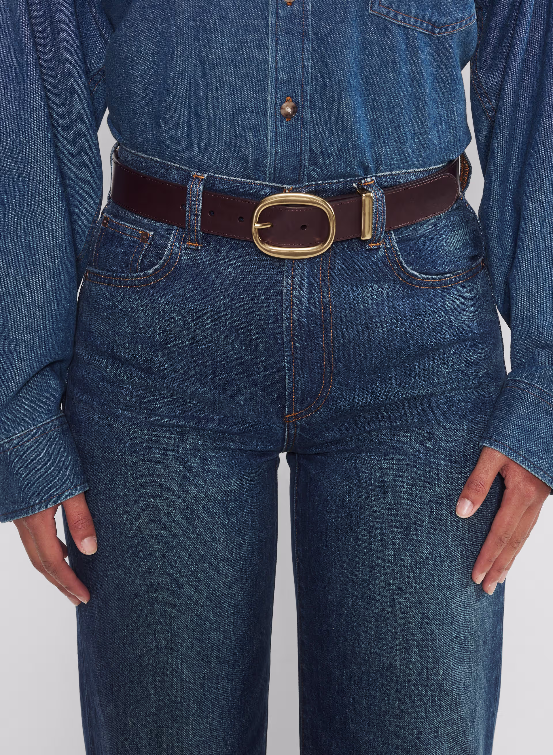 Lifetime Solid Brass Leather Wide Belt