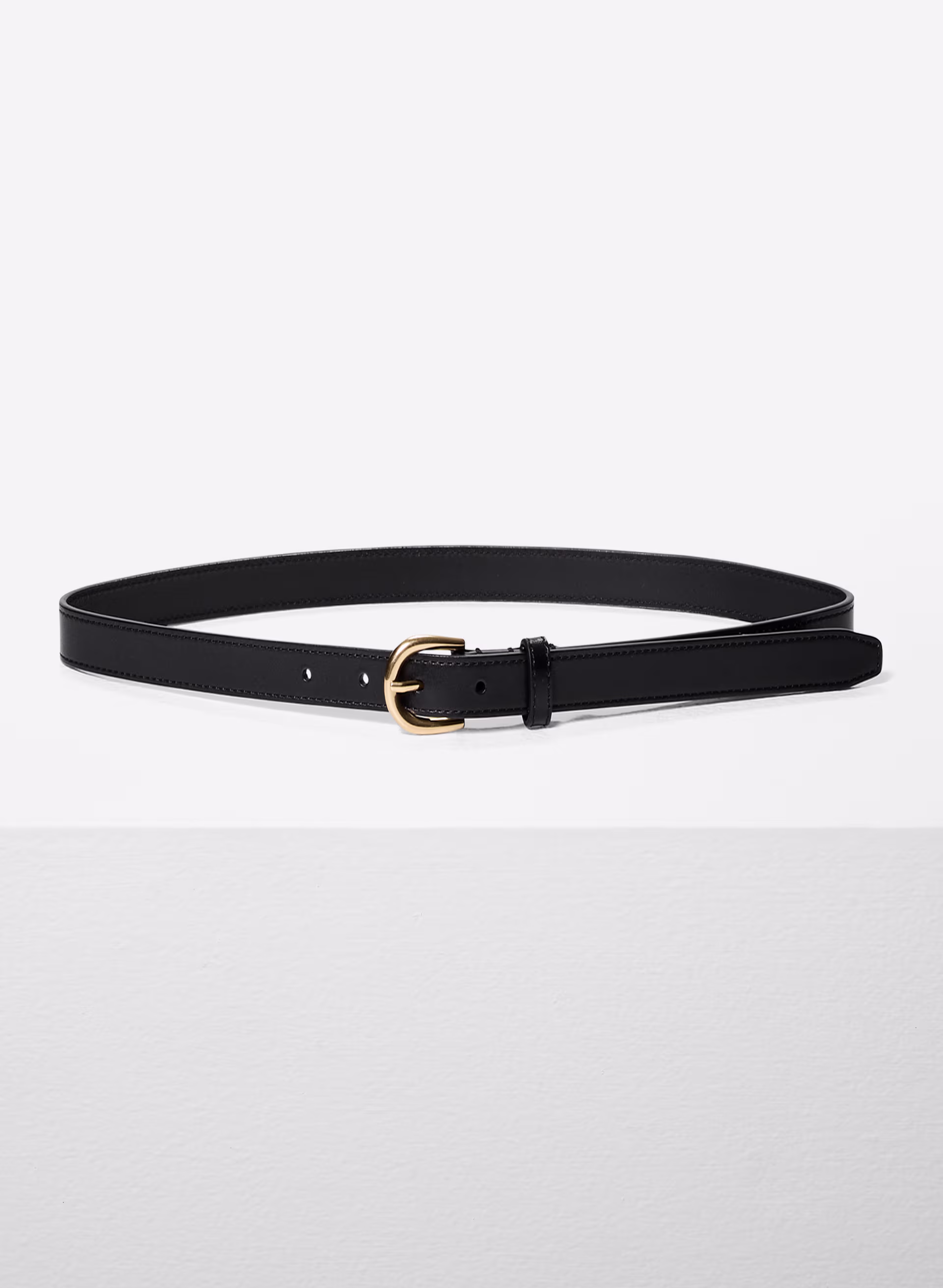 Accent Solid Brass Leather Slim Belt