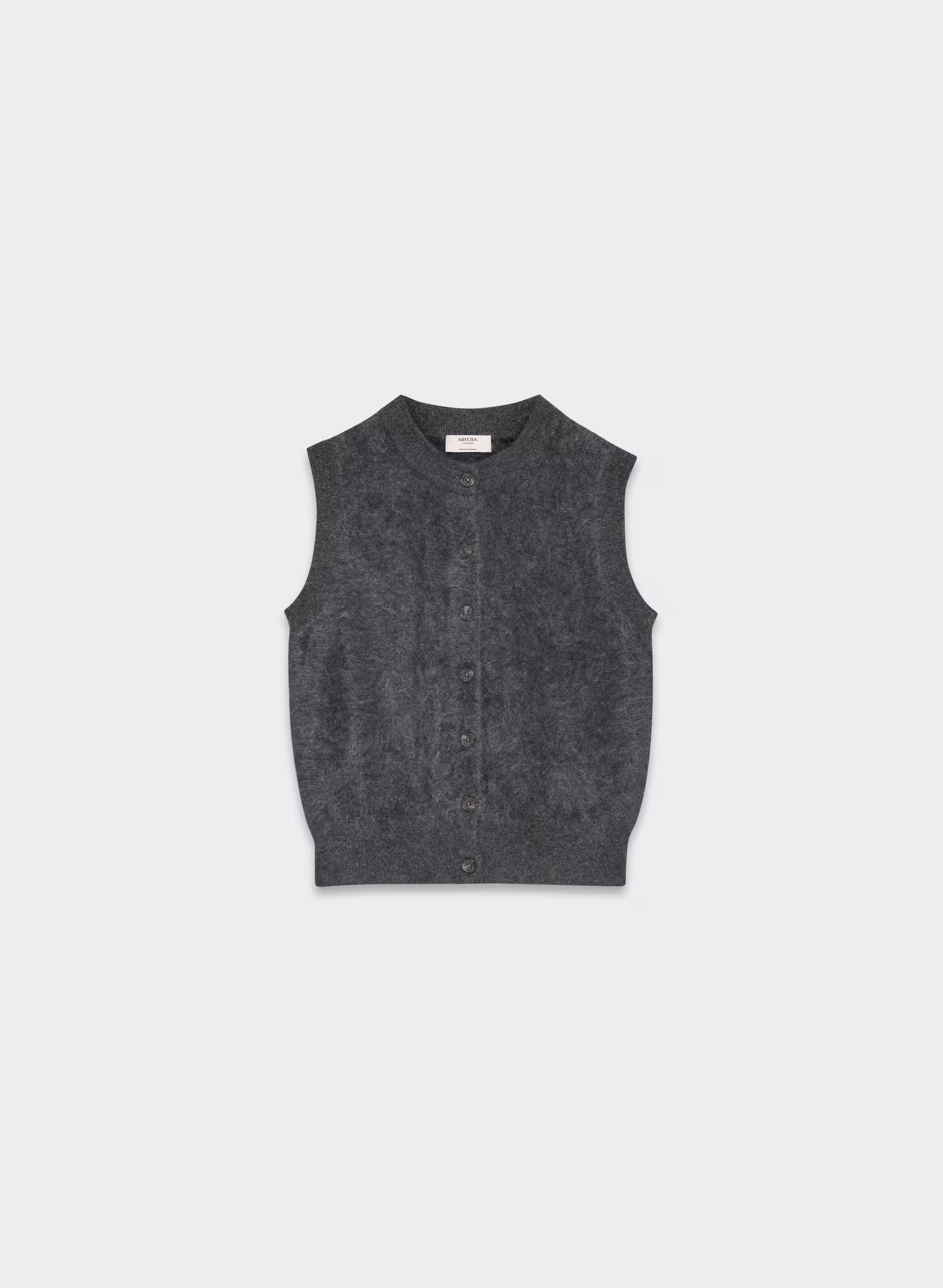 Brushed Cashmere Sleeveless Cardigan