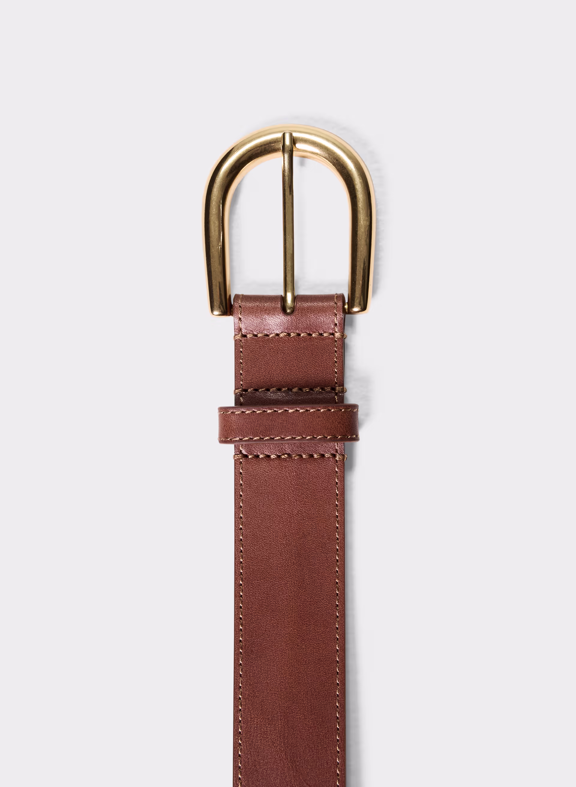 Accent Solid Brass Leather Wide Belt