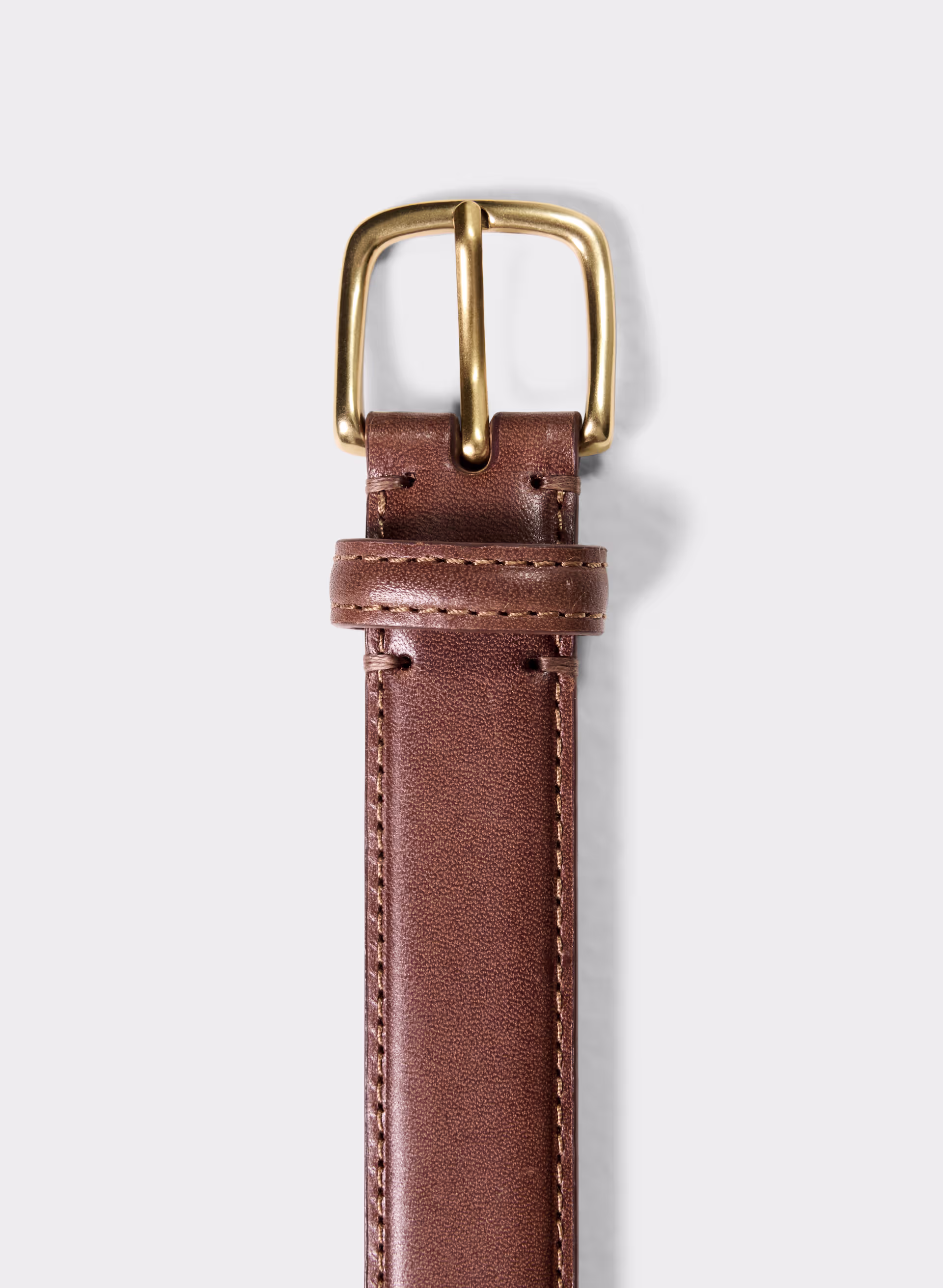 Essential Solid Brass Leather Belt