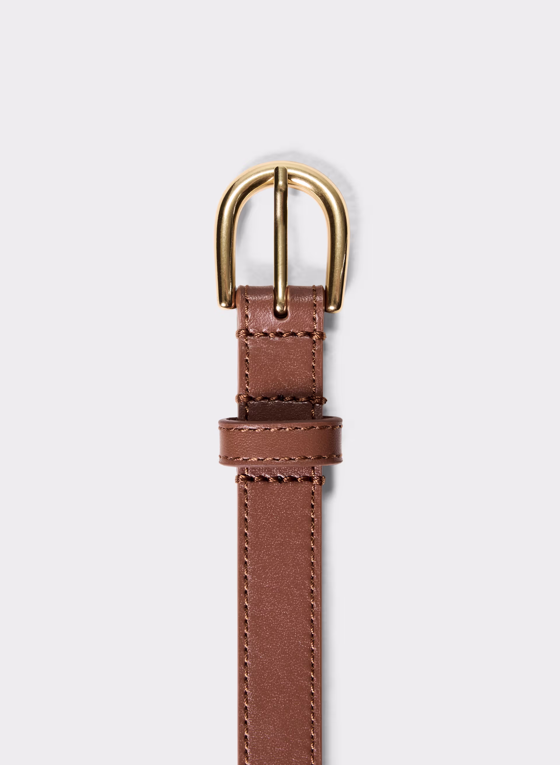 Accent Solid Brass Leather Slim Belt