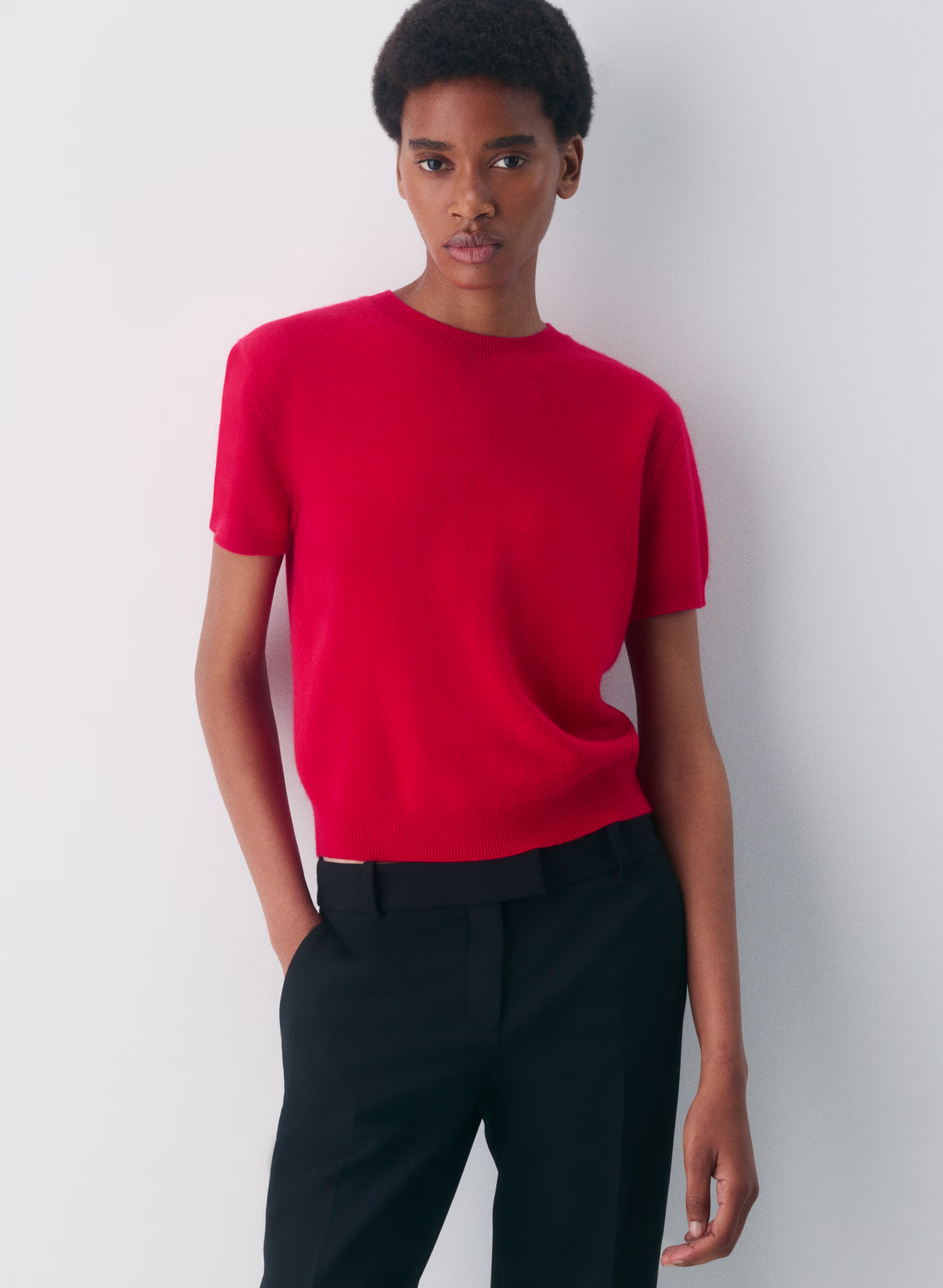 Bare Cashmere Shortsleeve Crew Sweater